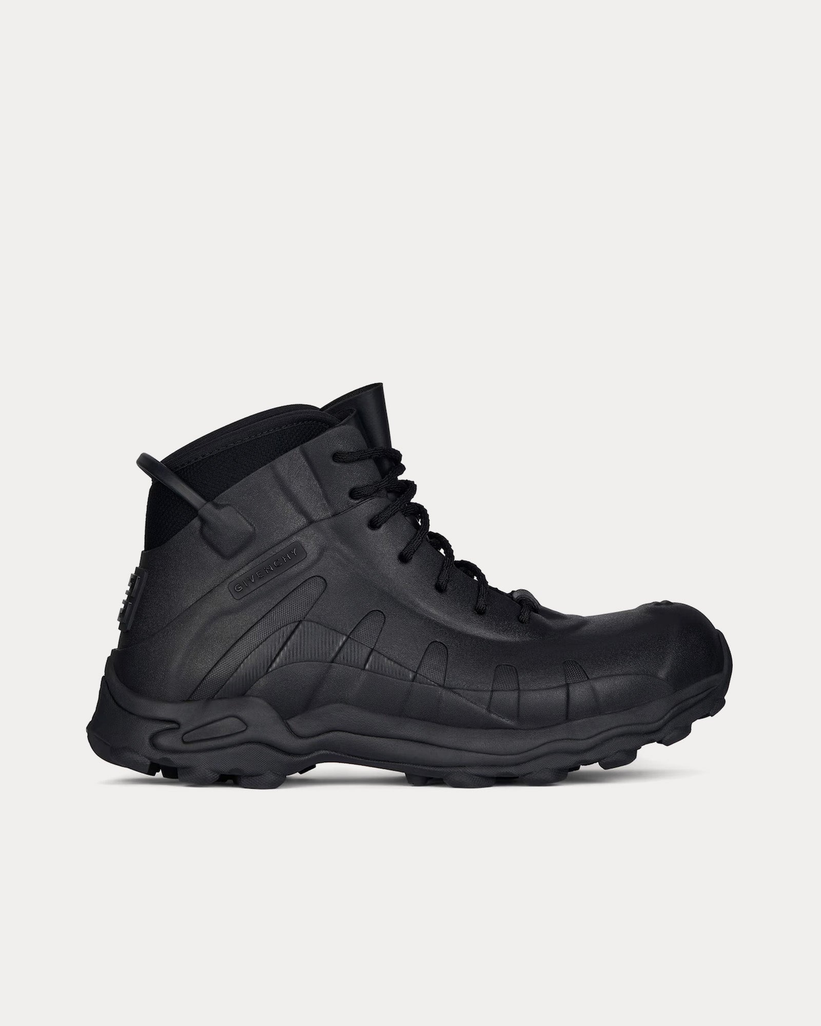 Givenchy Bogs Lace Up Rubber & Neoprene Black Boots - 1