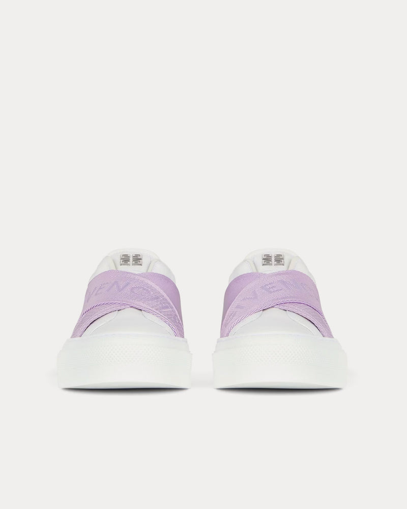 Givenchy City Sport Double Webbing Strap Leather White / Lilac Slip On Sneakers - 3