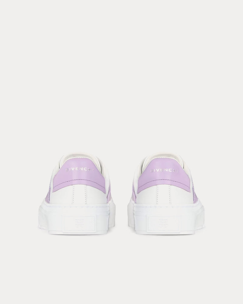 Givenchy City Sport Double Webbing Strap Leather White / Lilac Slip On Sneakers - 4