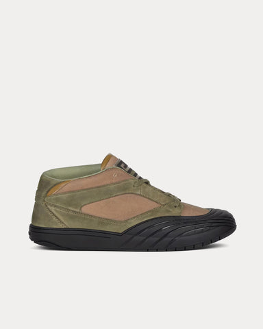 Givenchy Skate Nubuck & Synthetic Fiber Olive Green Mid Top Sneakers