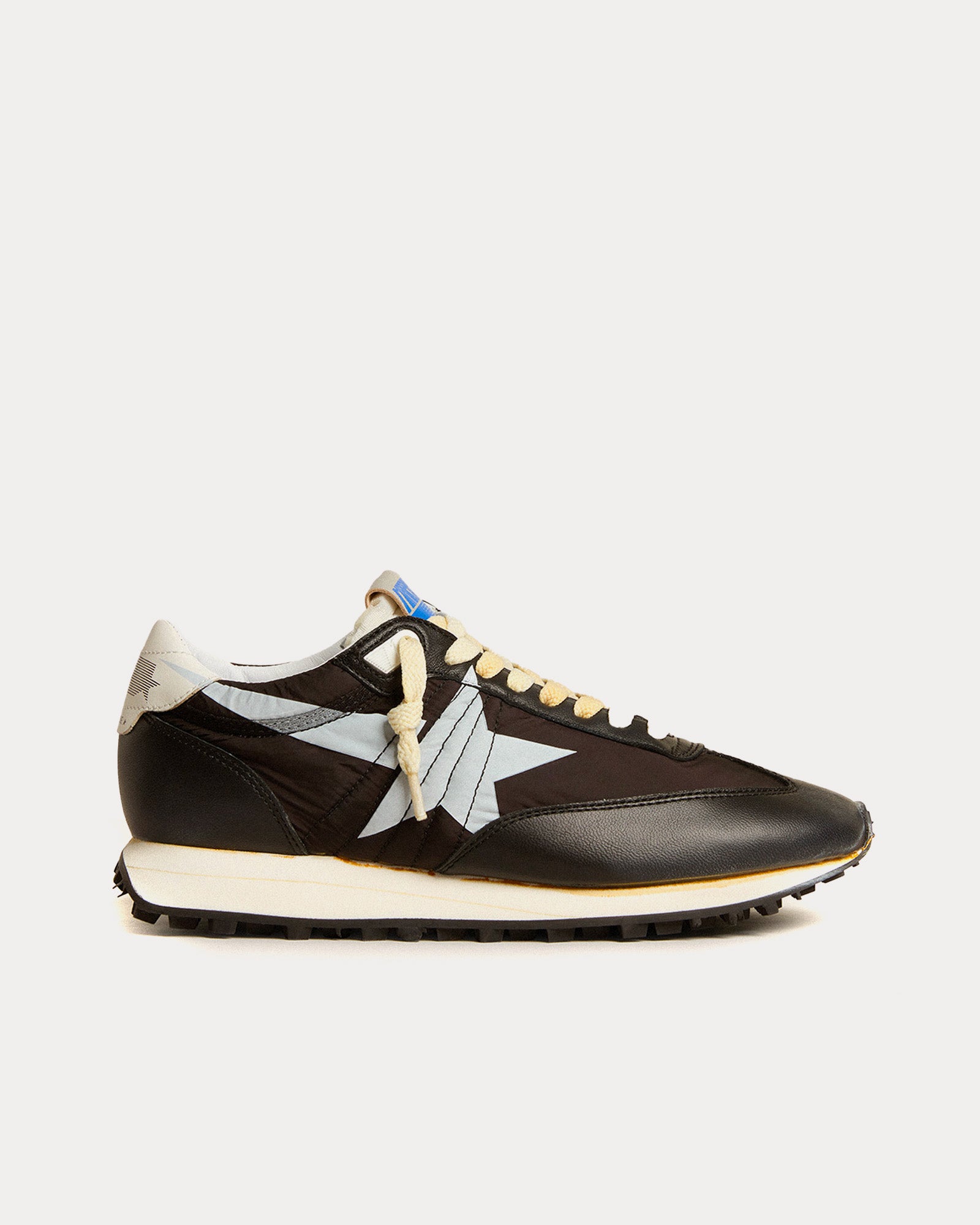 Golden Goose Marathon Nylon & Star Black / White Low Top Sneakers - 1