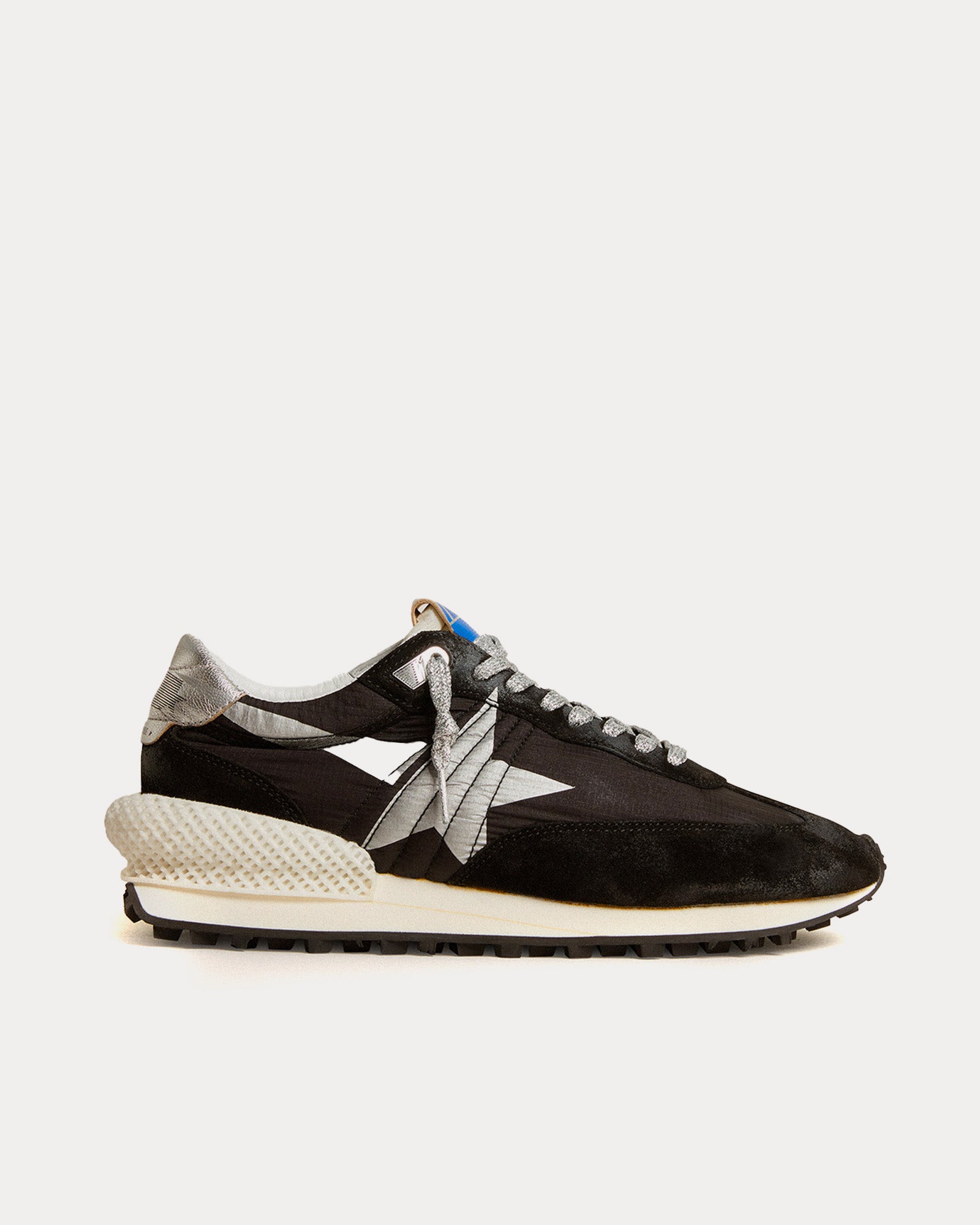 Golden Goose Marathon Ripstop Nylon & Star Black / Silver Low Top Sneakers - 1