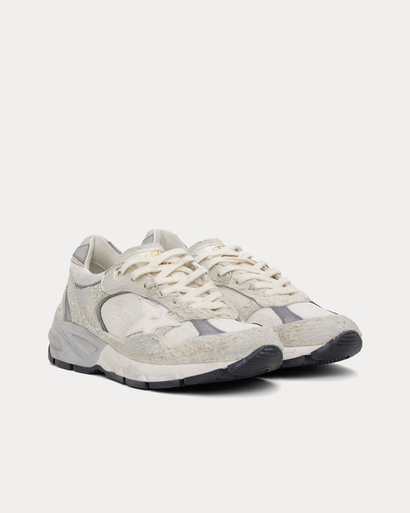 Golden Goose Dad-Star Running Mesh & Suede Off White / Silver Low Top Sneakers - 2