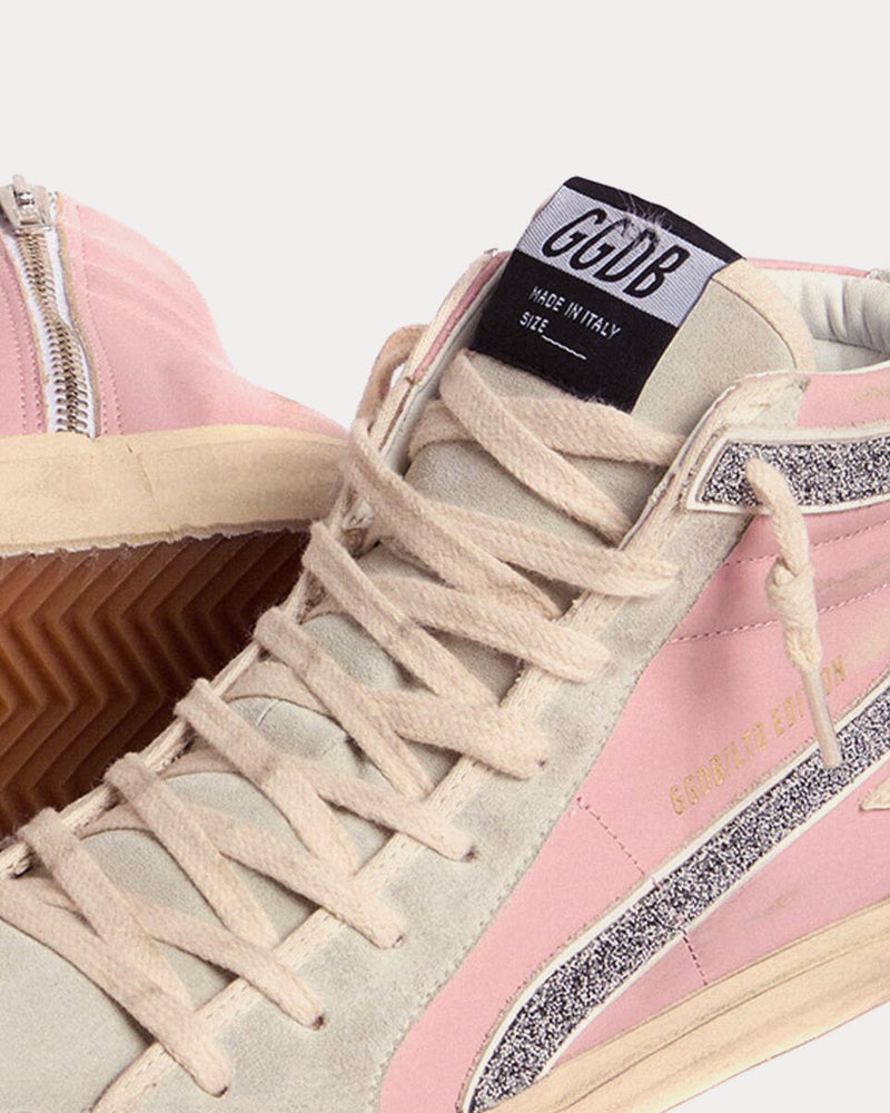 Golden Goose Slide Slide LTD with Leather Star & Swarovski Crystal Flash Pink High Top Sneakers - 2