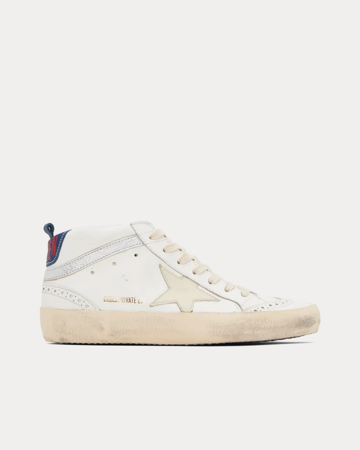 Golden Goose Mid Star White / Ivory / Silver Mid Top Sneakers - 1