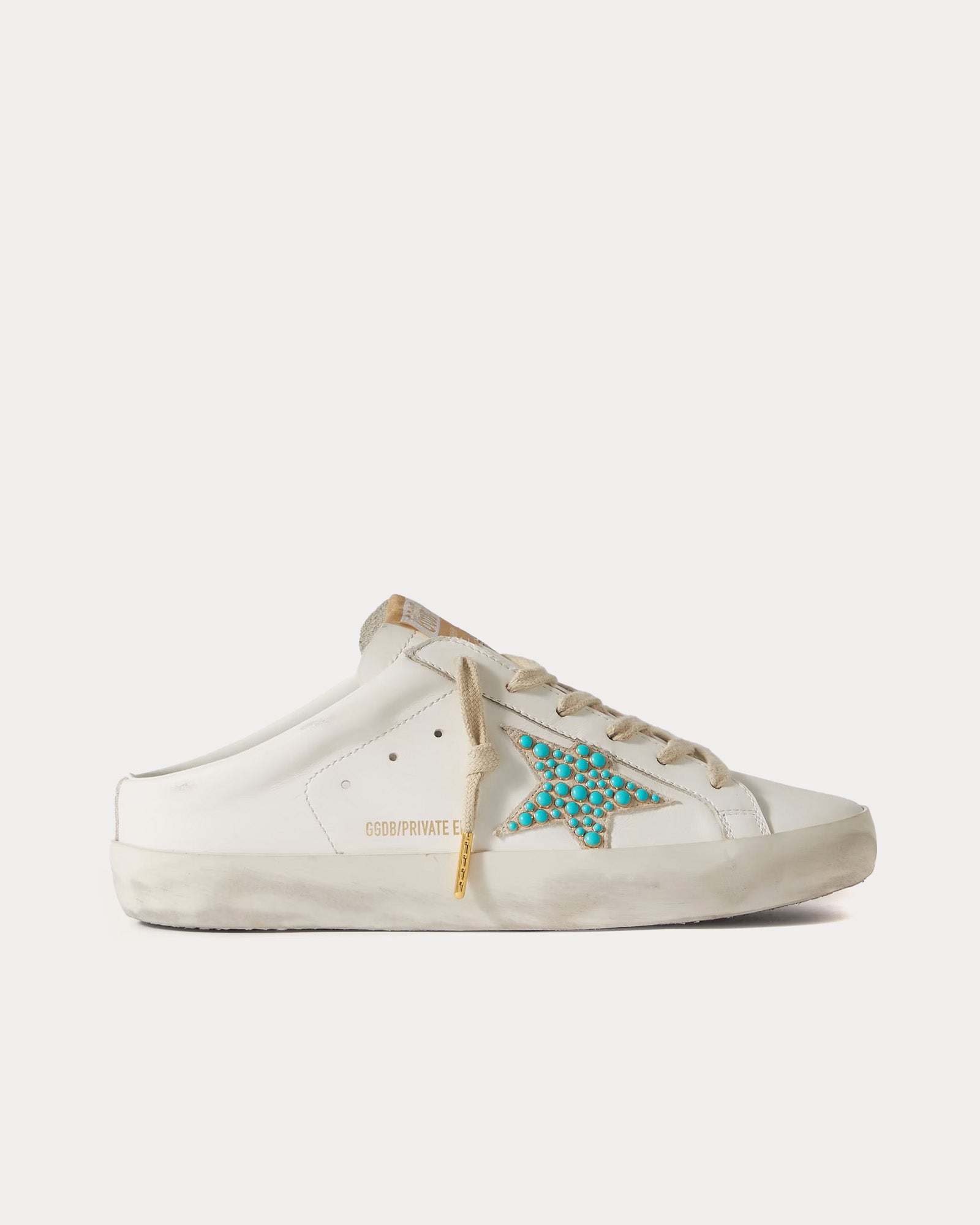 Golden Goose Super-Star Distressed Embellished Leather Off-White Sabots - 1