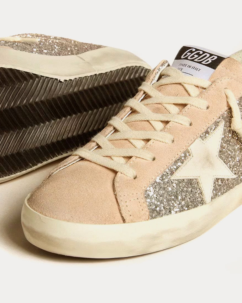 Golden Goose Super-Star Glitter with Leather Star Cream Low Top Sneakers - 2