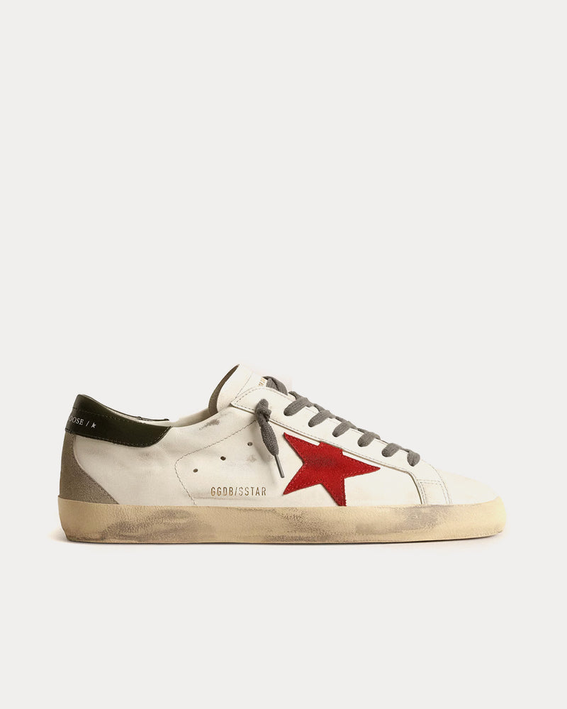 Golden Goose Super-Star Leather with Suede Star White / Red Low Top Sneakers - 1