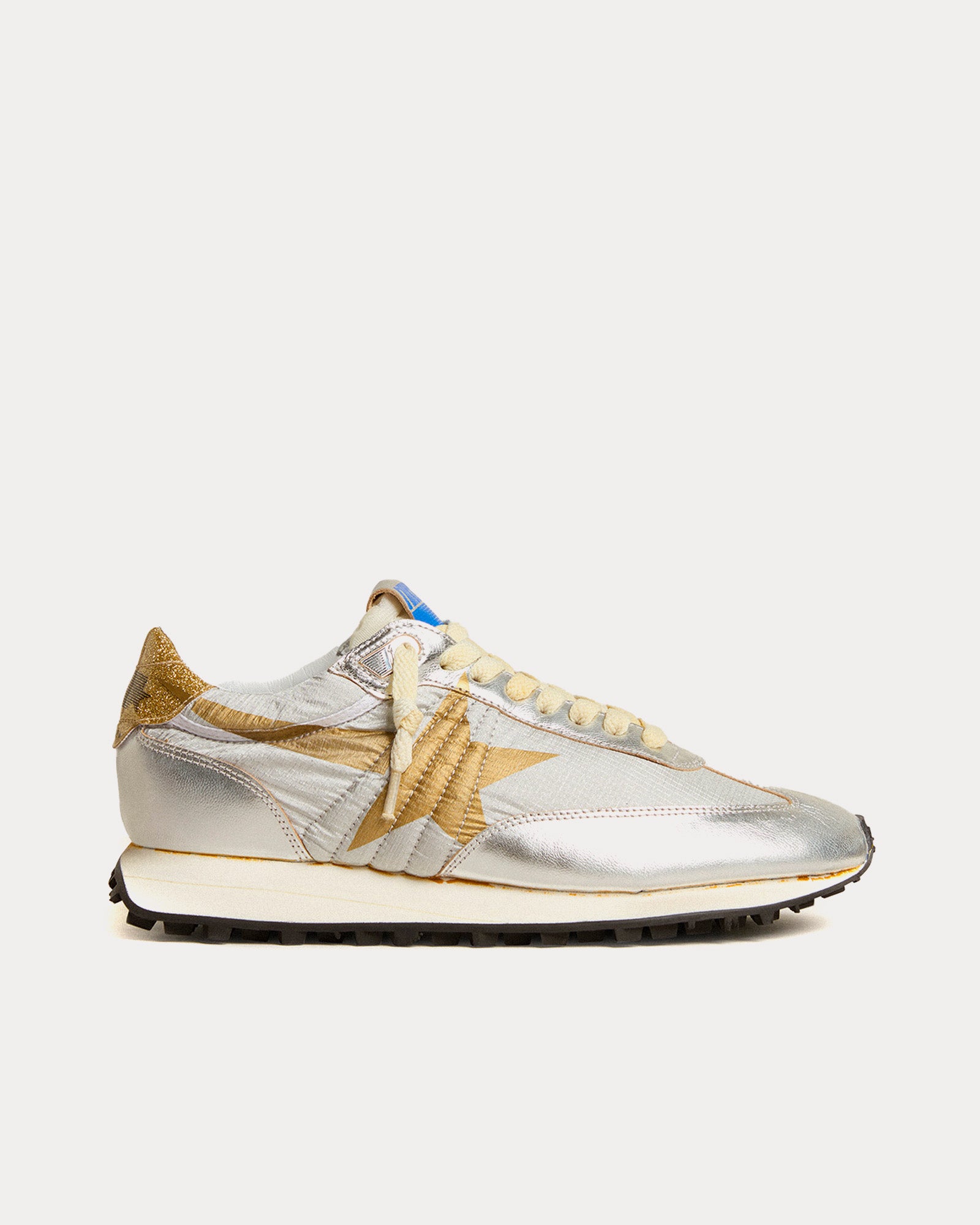 Golden Goose Marathon Ripstop Nylon & Star Silver / Gold Low Top Sneakers - 1