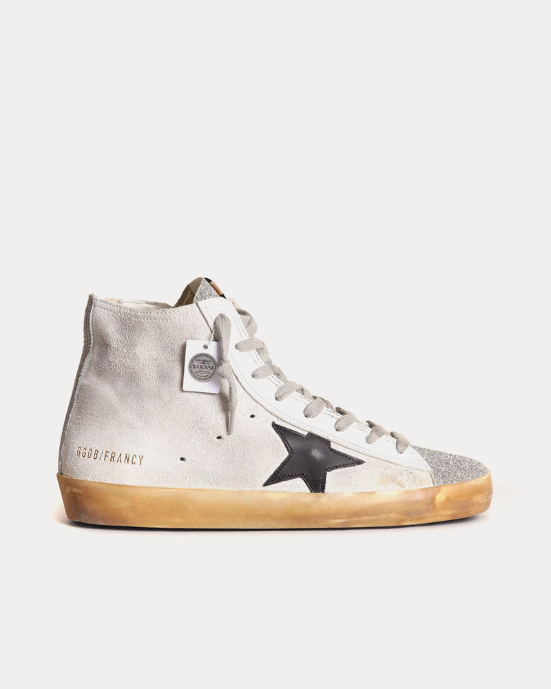 Golden Goose Francy Suede & Leather Star White / Black High Top Sneakers - 1