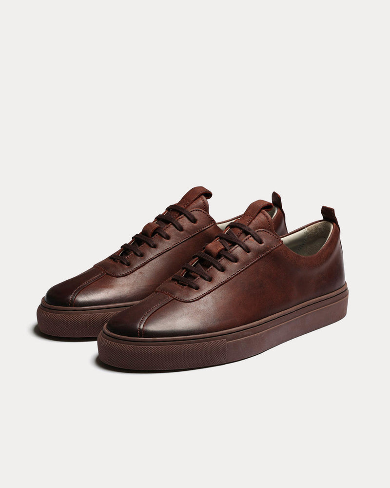 Grenson Sneaker 1 Nubuck Coffee Burnished Low Top Sneakers - 2