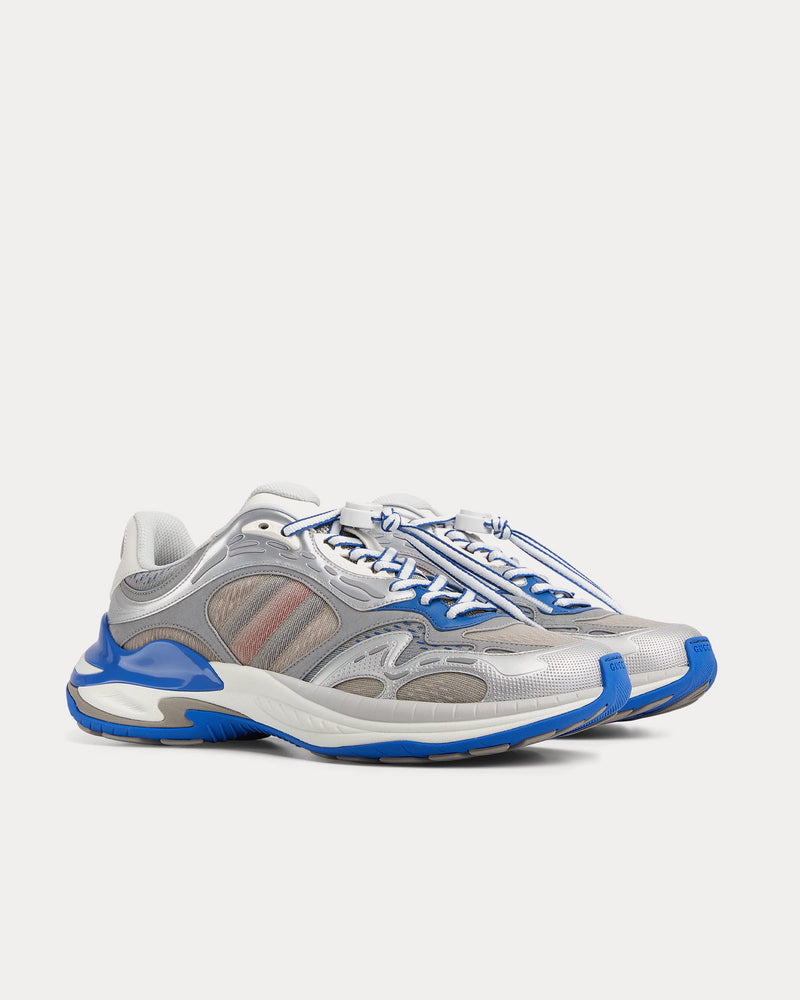 Gucci 2.0 Mesh & Leather Grey / Blue Low Top Sneakers - 3