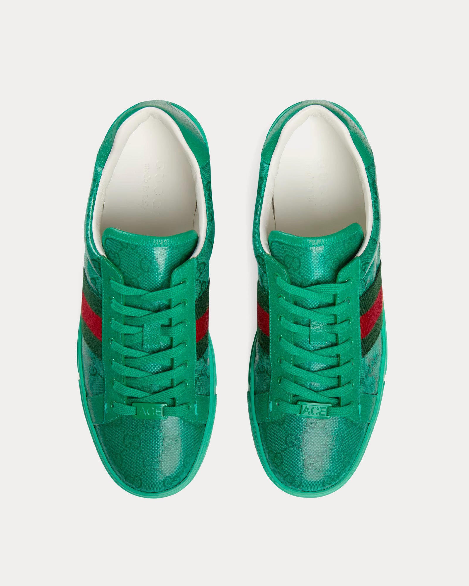 Gucci Ace GG Crystal Canvas Green Low Top Sneakers - 2