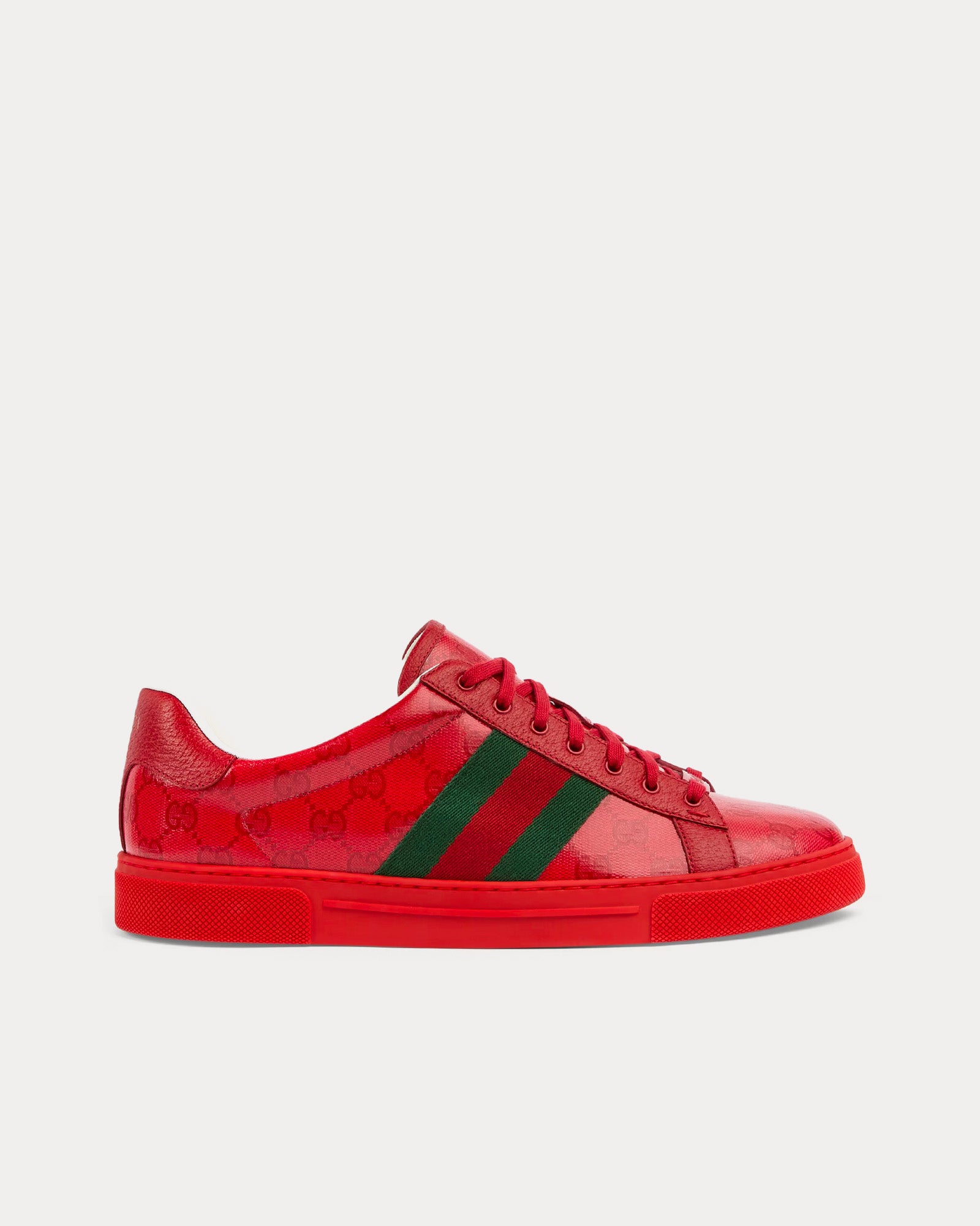 Gucci Ace GG Crystal Canvas Red Low Top Sneakers - 1