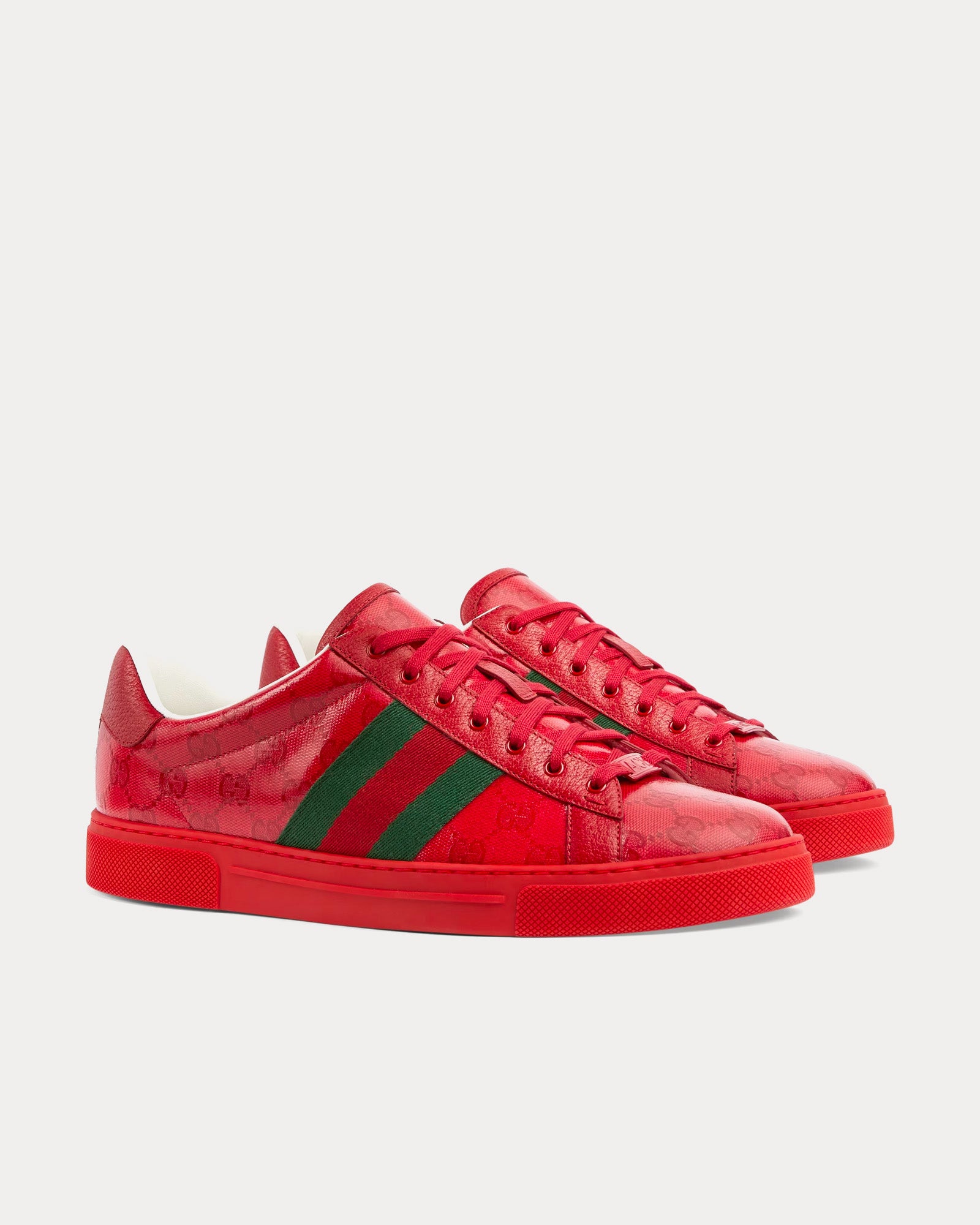 Gucci Ace GG Crystal Canvas Red Low Top Sneakers - 3