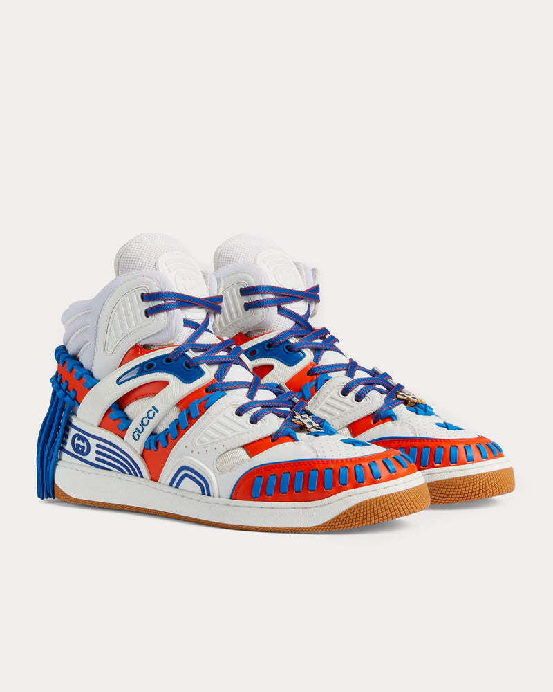 Gucci Astros Basket Demetra White / Orange High Top Sneakers - 3