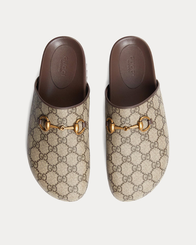 Gucci GG Supreme Horsebit Beige / Ebony Slippers - 2