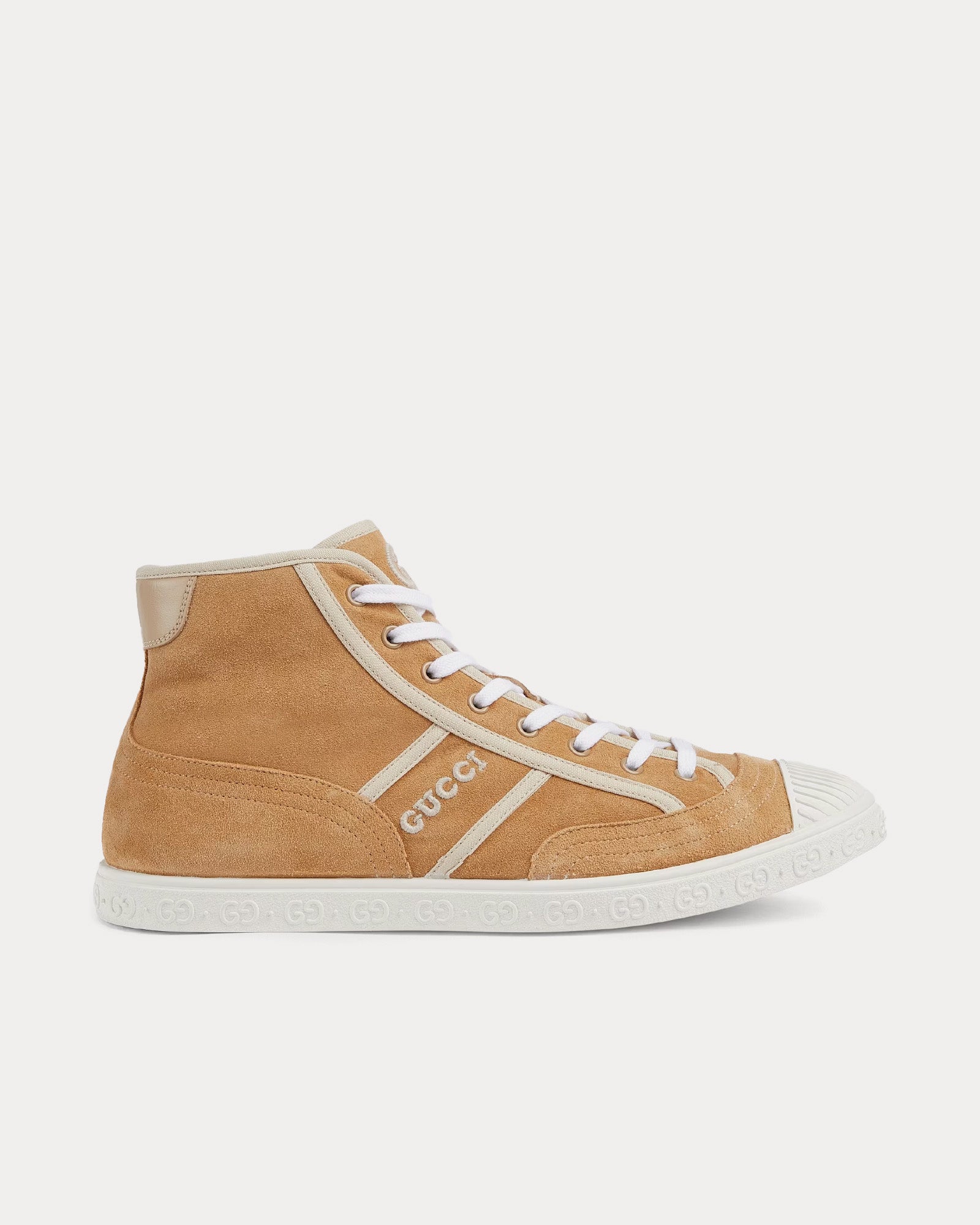 Gucci Interlocking G Suede Beige High Top Sneakers - 1