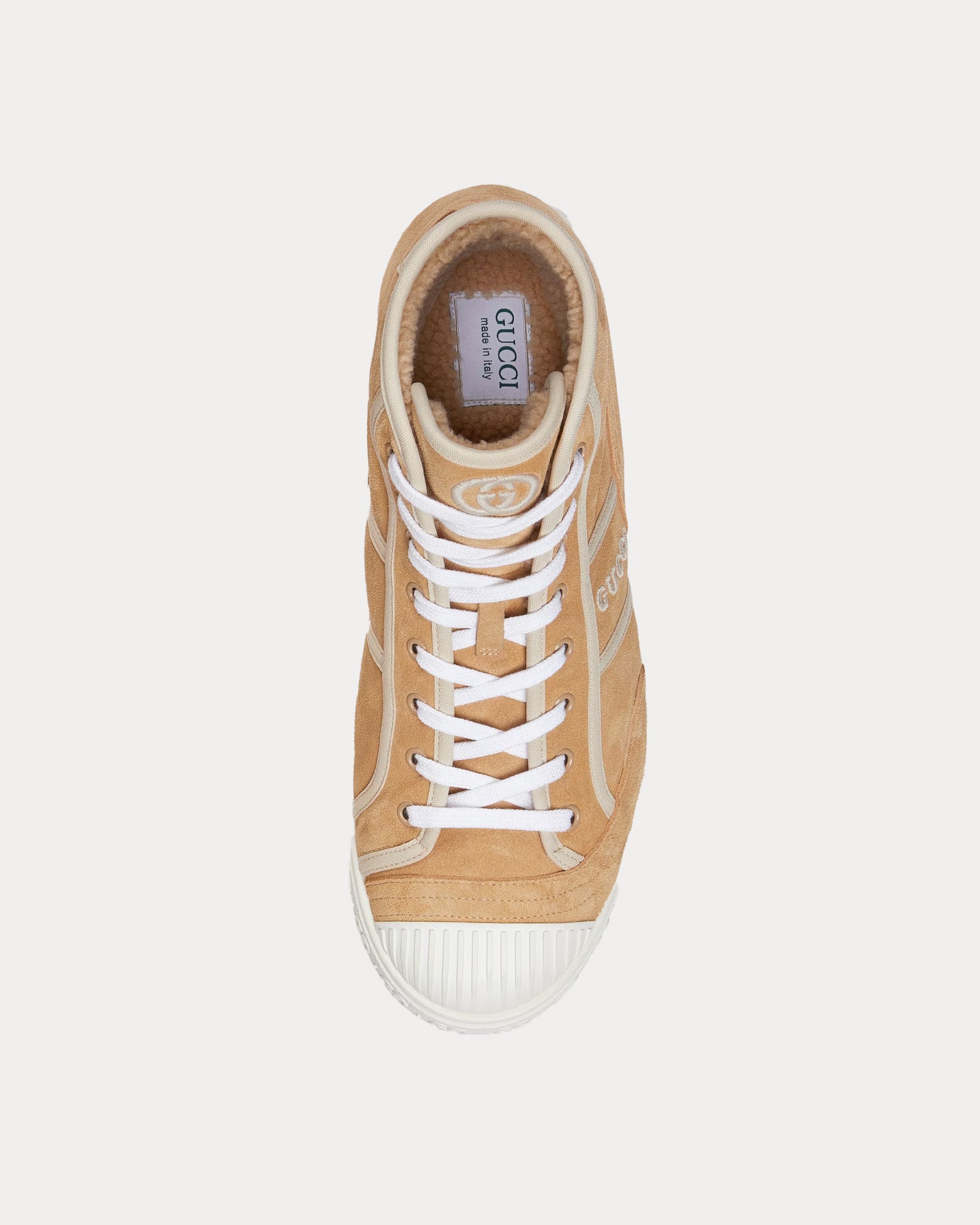 Gucci Interlocking G Suede Beige High Top Sneakers - 2