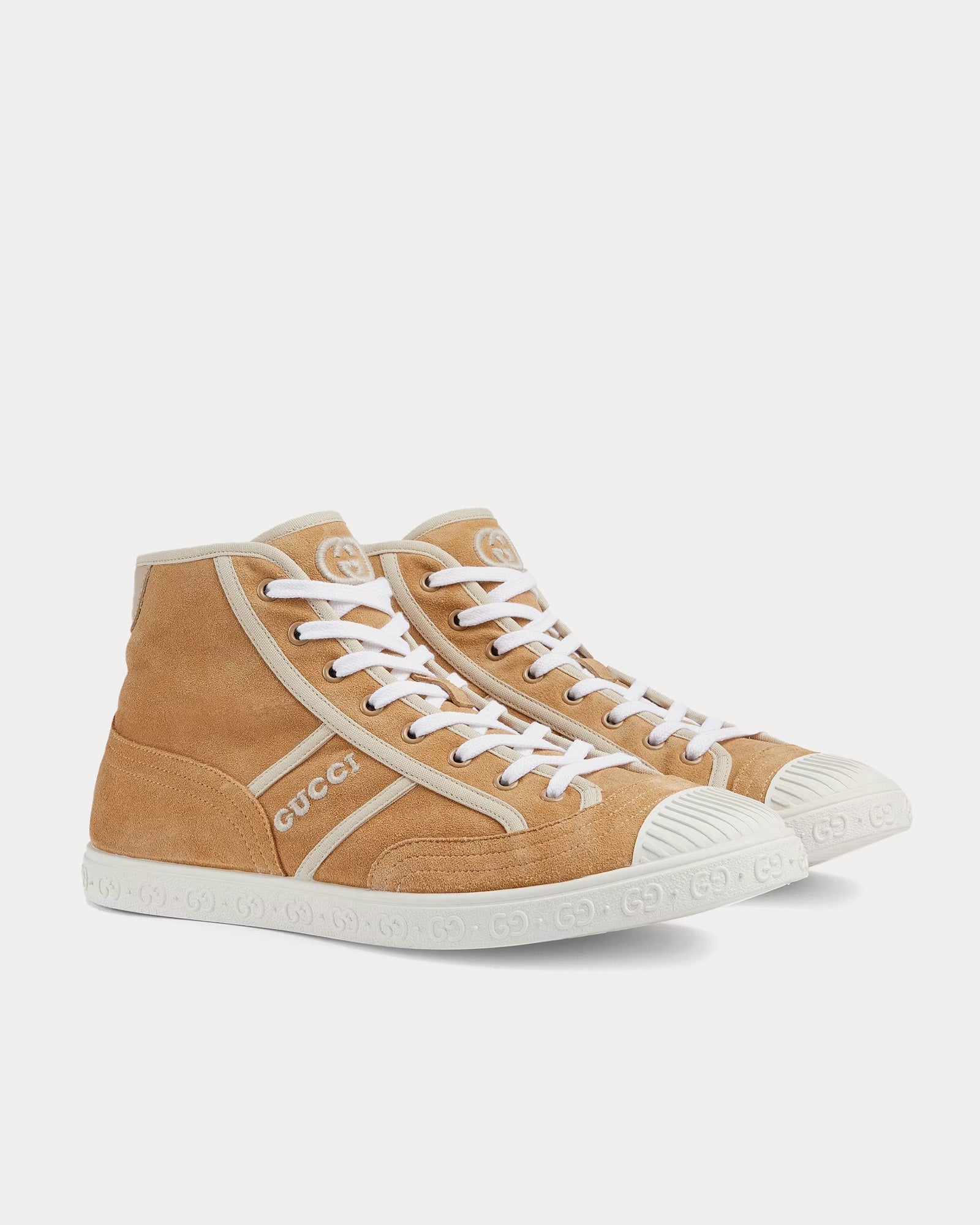 Gucci Interlocking G Suede Beige High Top Sneakers - 3