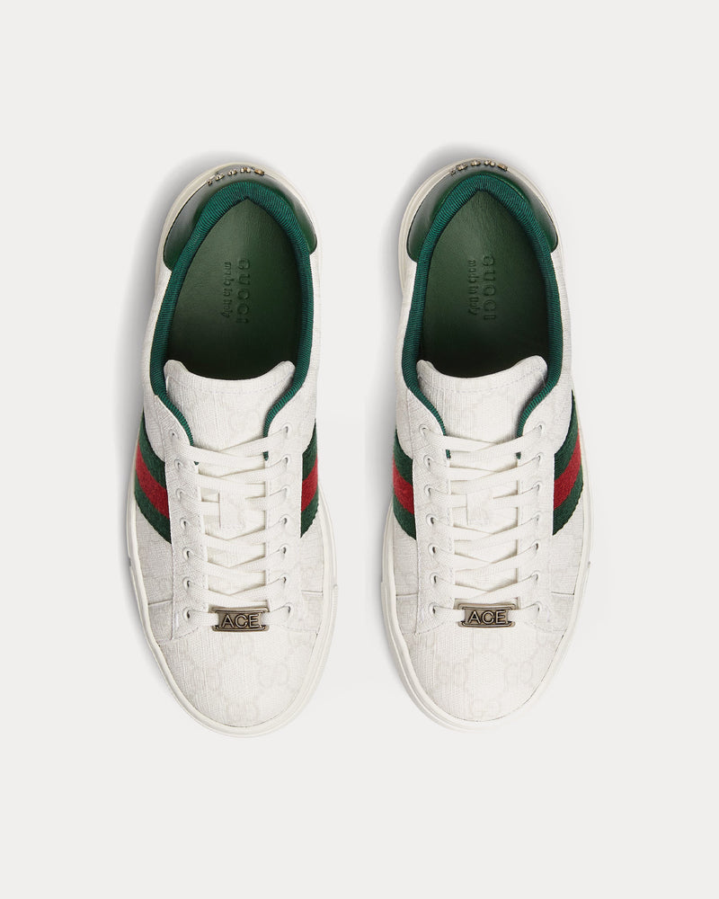 Gucci Ace with Web GG Canvas White Low Top Sneakers - 2