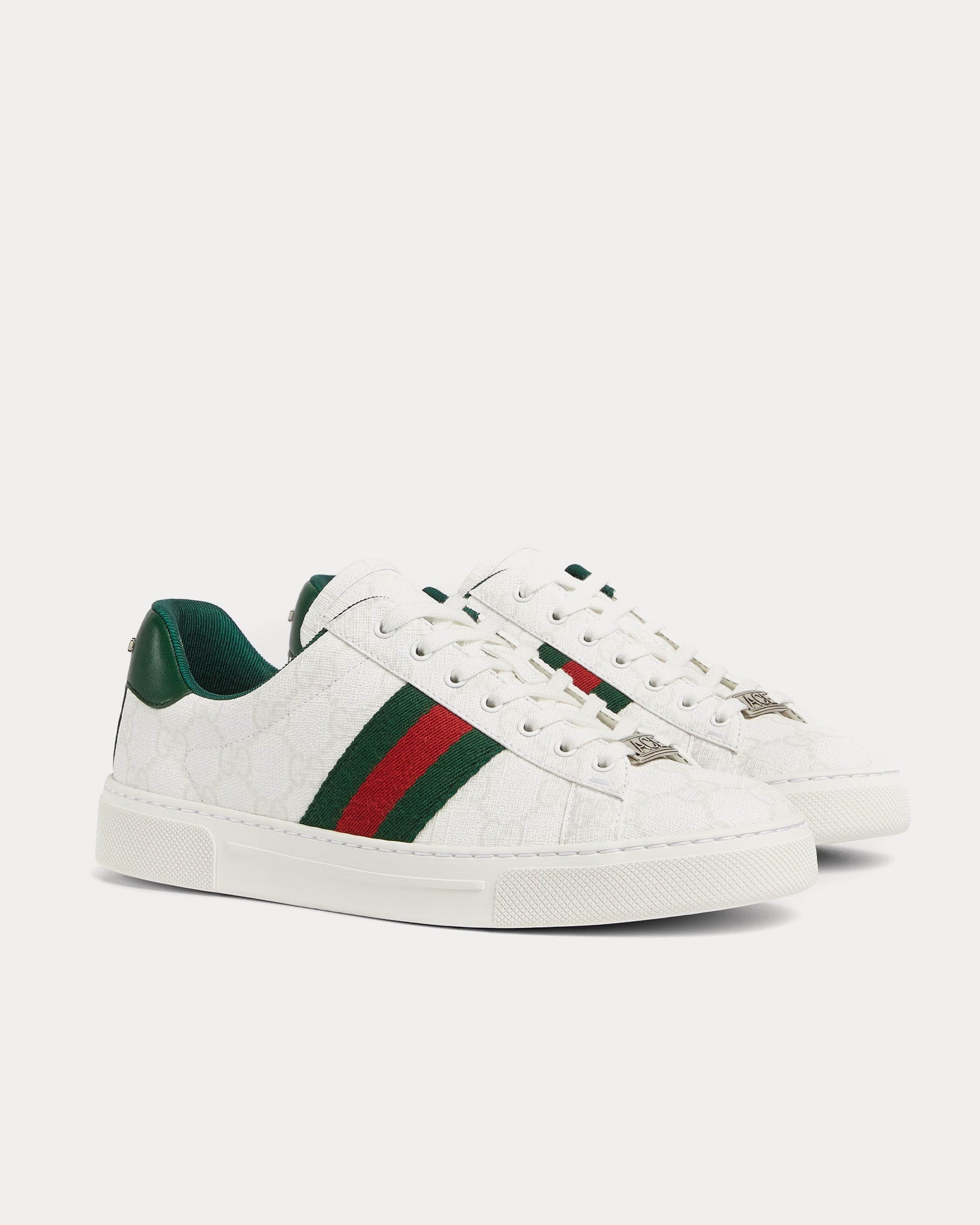 Gucci Ace with Web GG Canvas White Low Top Sneakers - 5