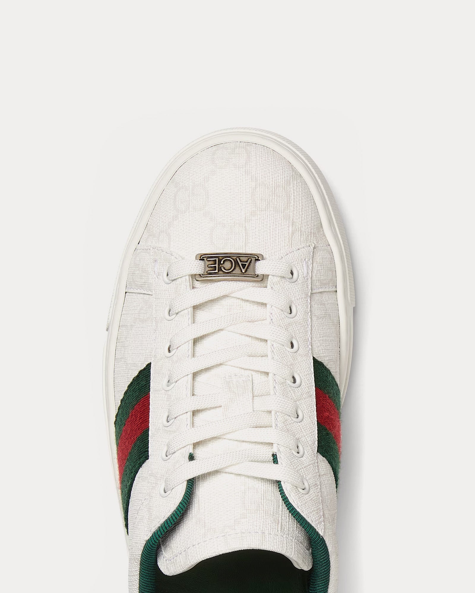 Gucci Ace with Web GG Canvas White Low Top Sneakers - 3