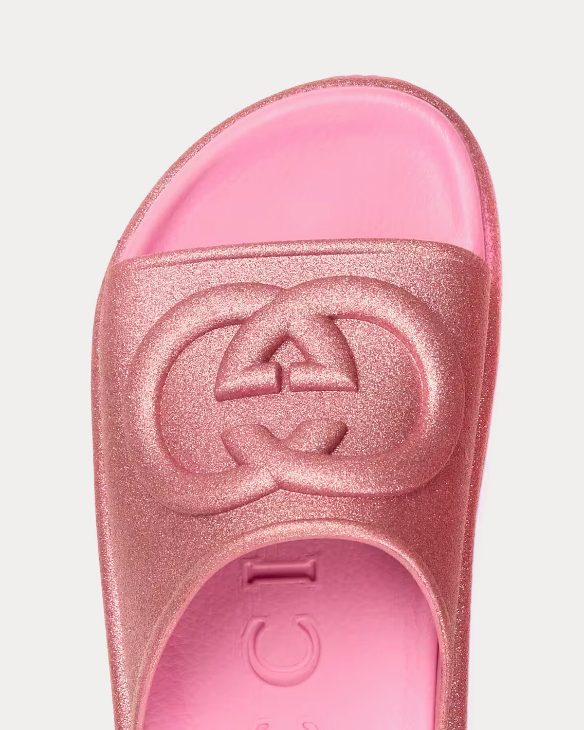 Gucci Interlocking G Metallic Rose Pink Slides Sneak in Peace