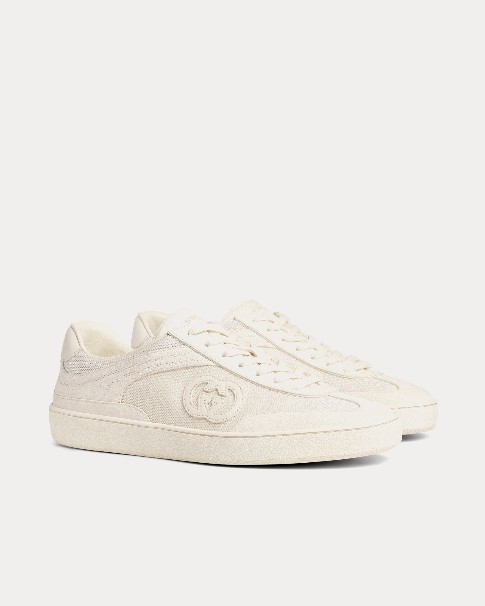 Gucci Interlocking G Suede White Low Top Sneakers - 3