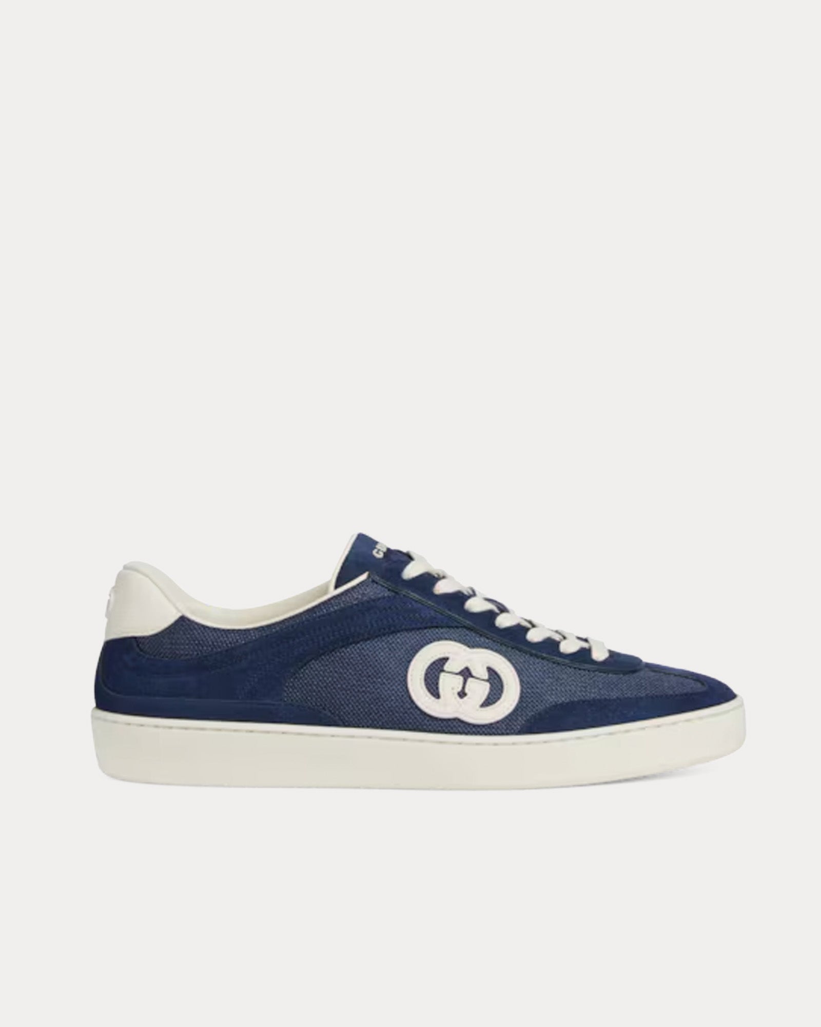 Gucci Interlocking G Suede Blue Low Top Sneakers - 1