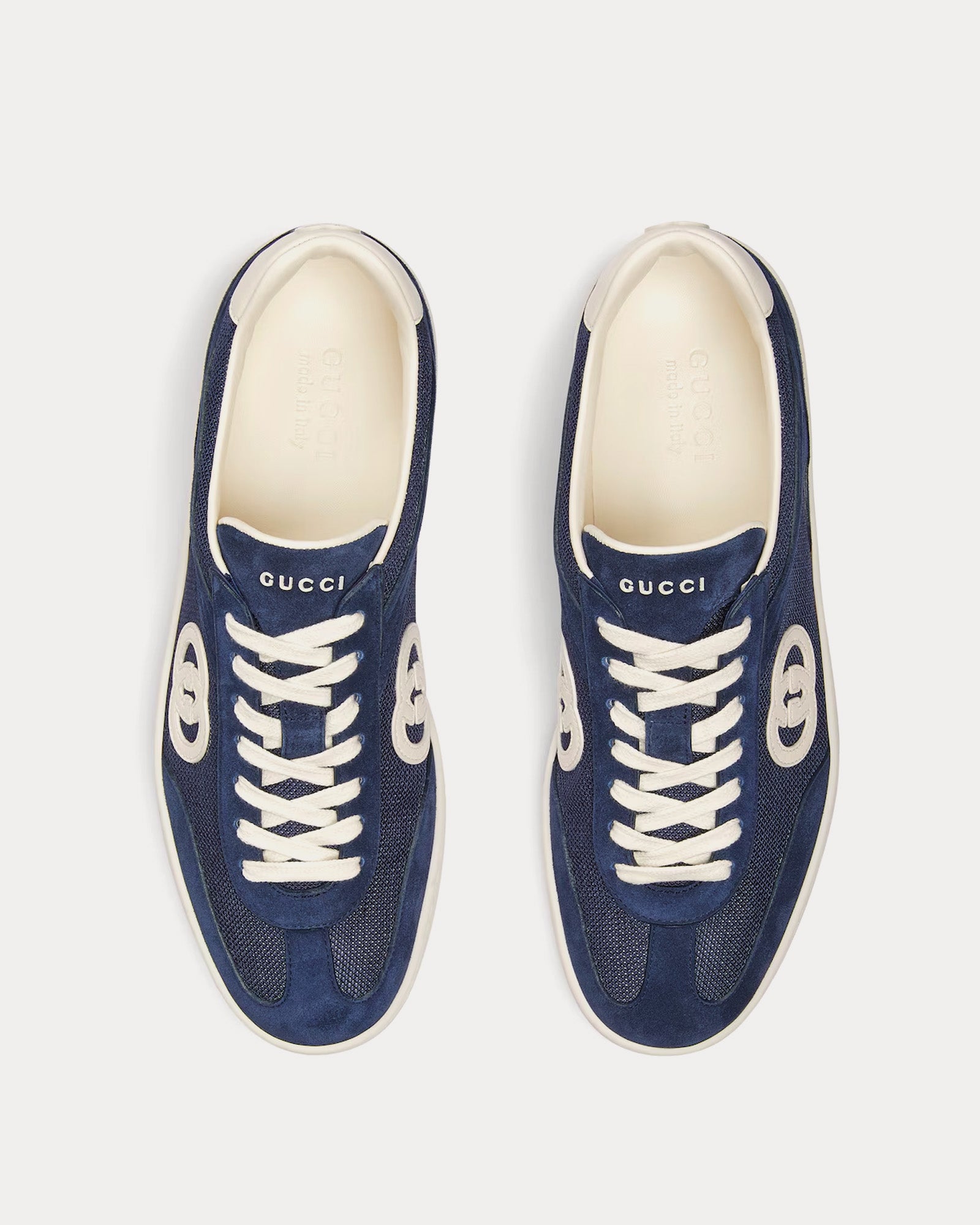 Gucci Interlocking G Suede Blue Low Top Sneakers - 2