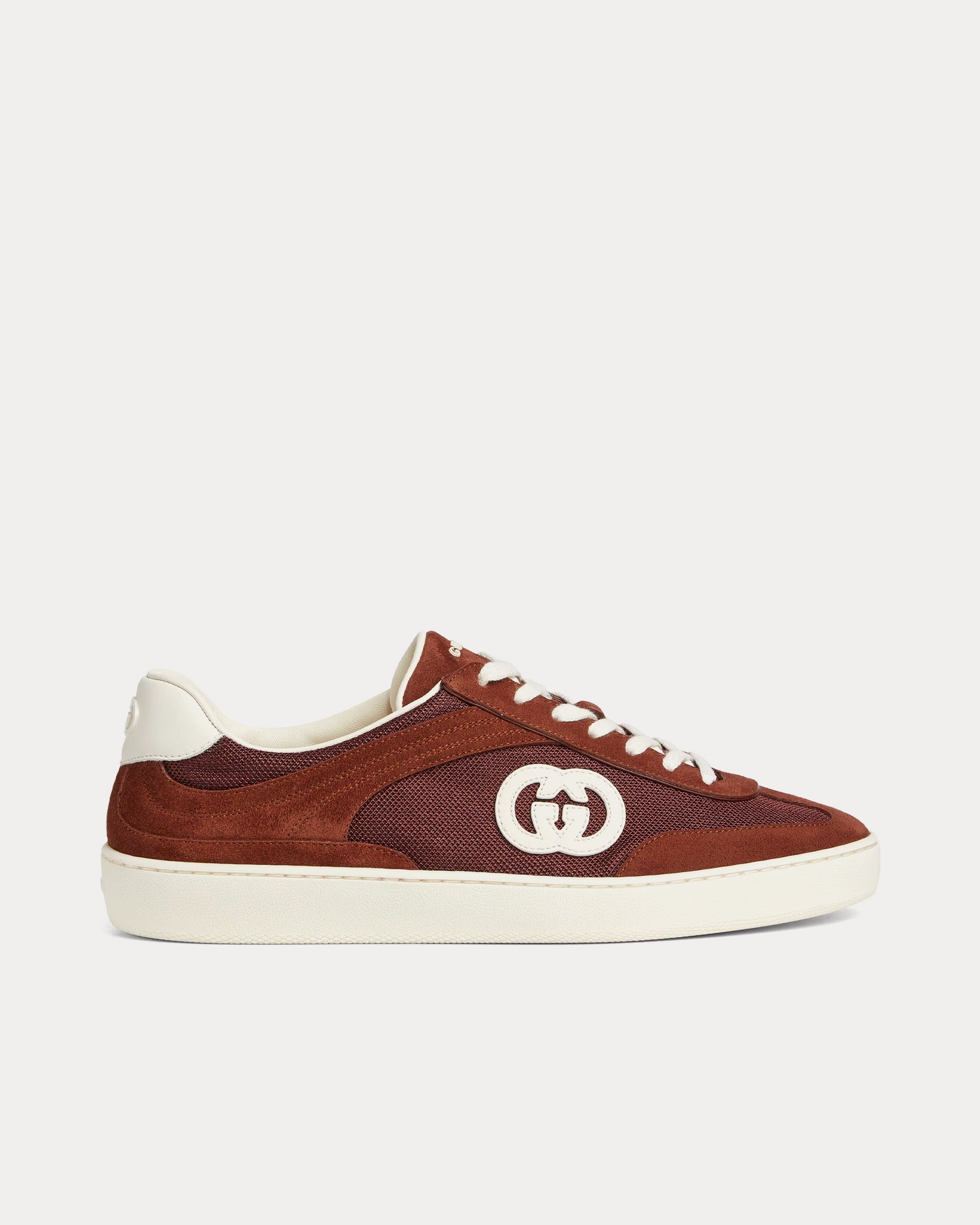 Gucci Interlocking G Suede Bordeaux Low Top Sneakers - 1