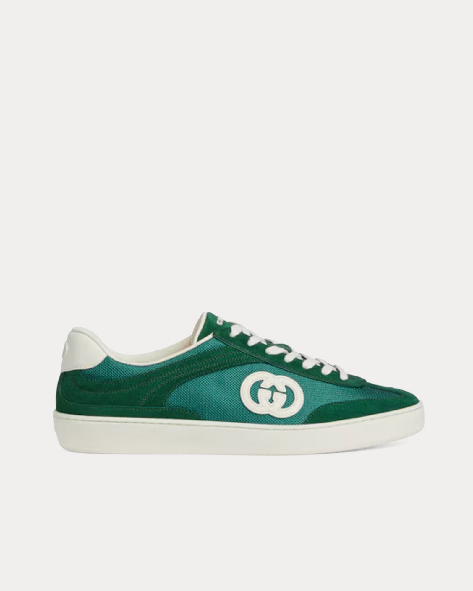 Gucci Interlocking G Suede Green Low Top Sneakers - 1