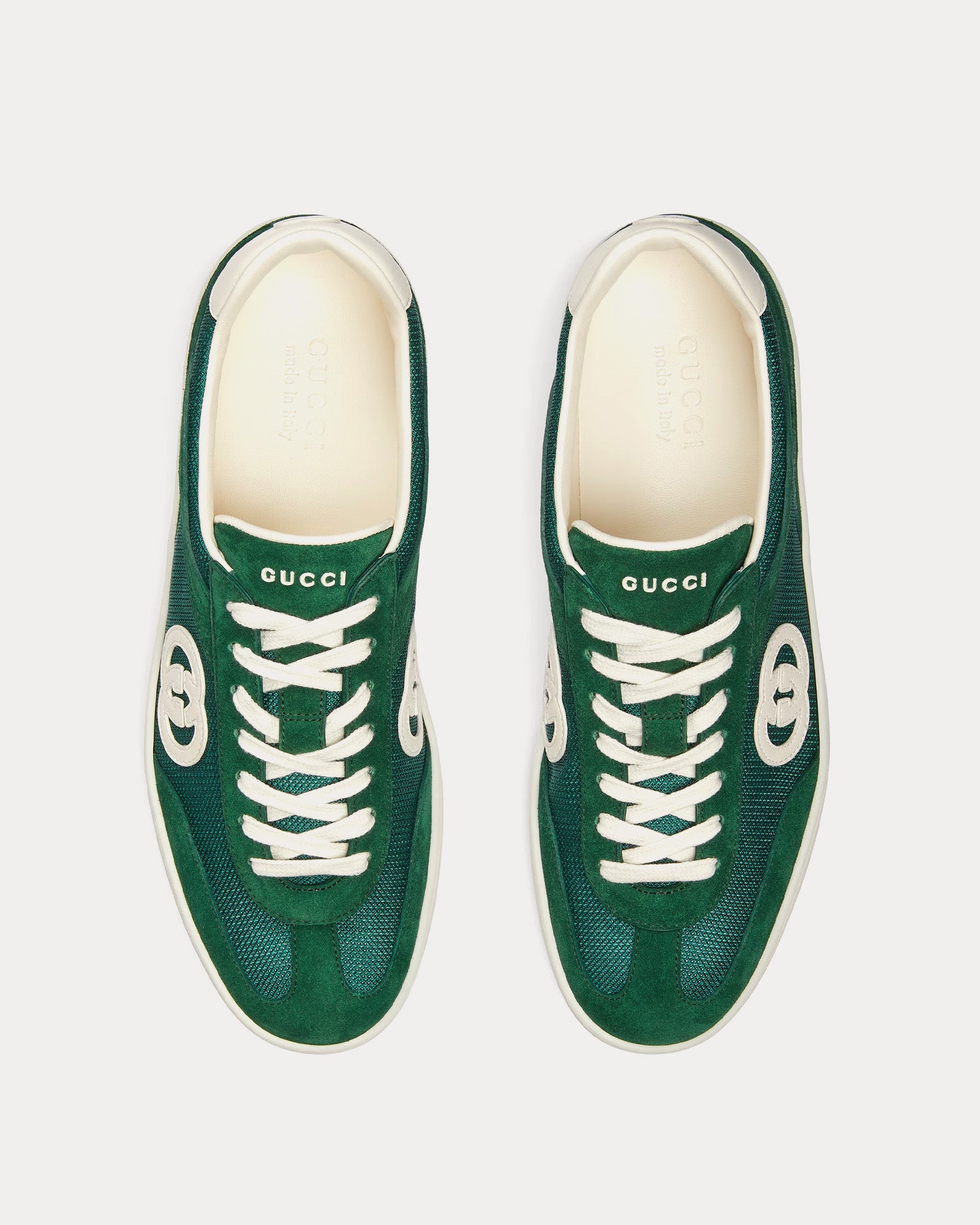 Gucci Interlocking G Suede Green Low Top Sneakers - 2