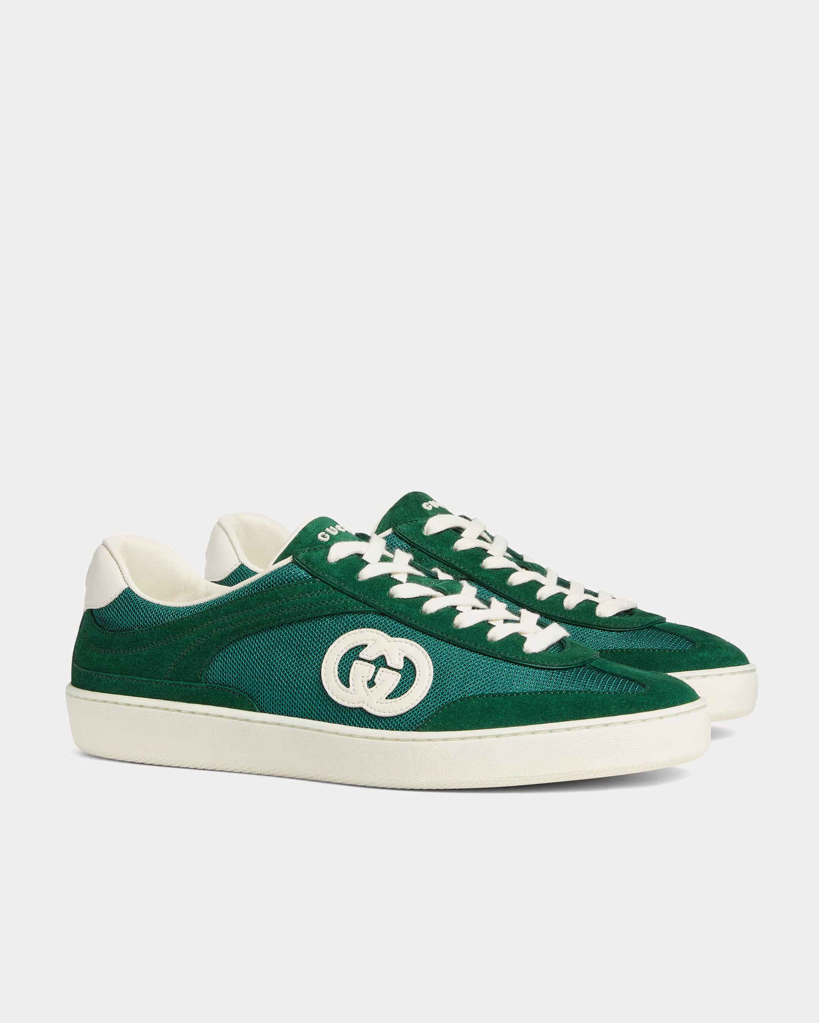 Gucci Interlocking G Suede Green Low Top Sneakers - 3