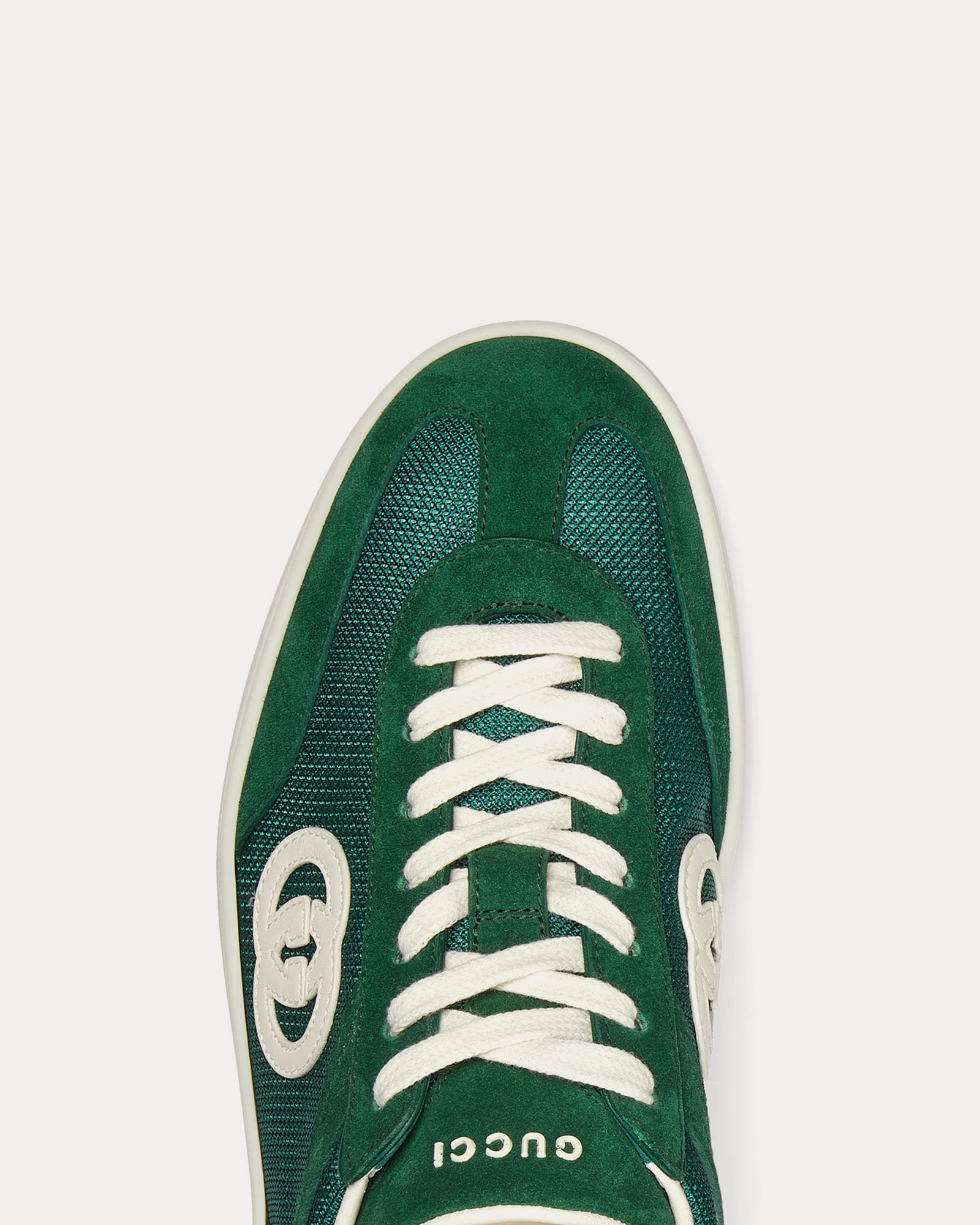 Gucci Interlocking G Suede Green Low Top Sneakers - 4