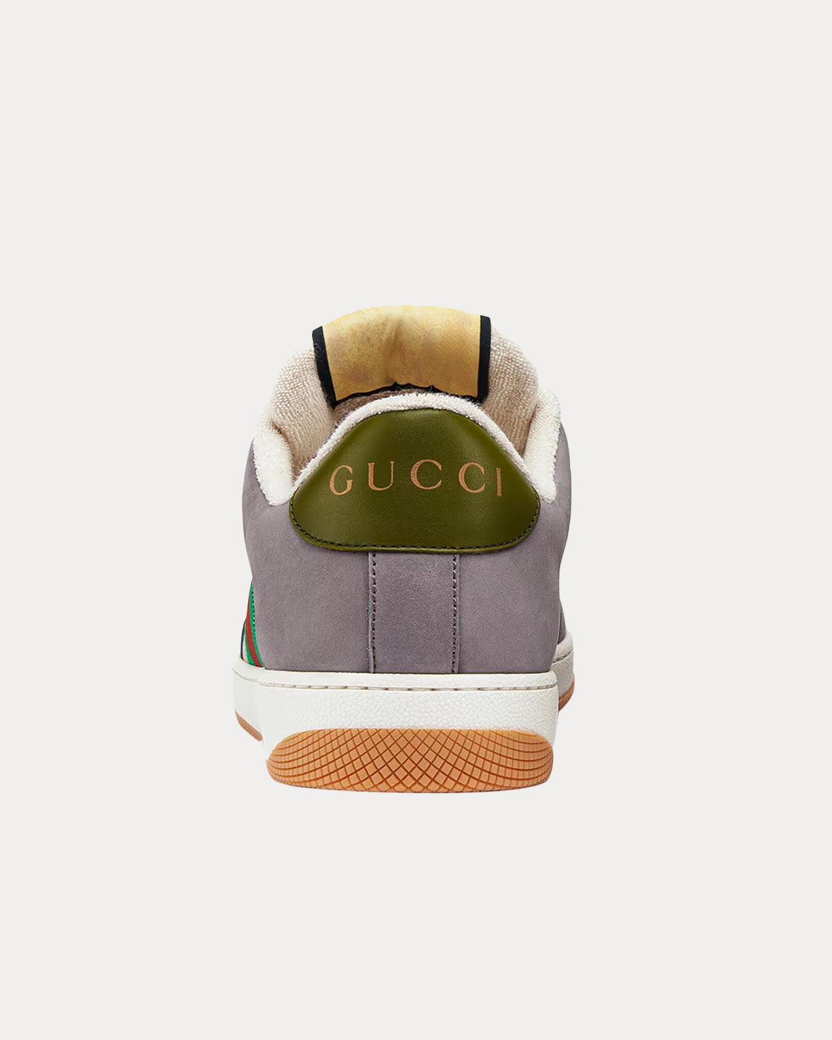 Gucci GG Screener Green & Red Web Suede Grey Low Top Sneakers - 3