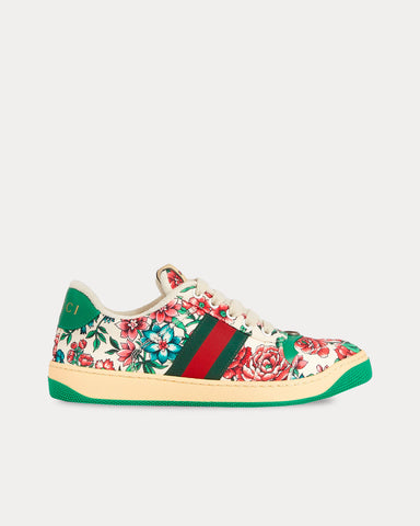 Gucci Screener with Web Leather Floral Low Top Sneakers