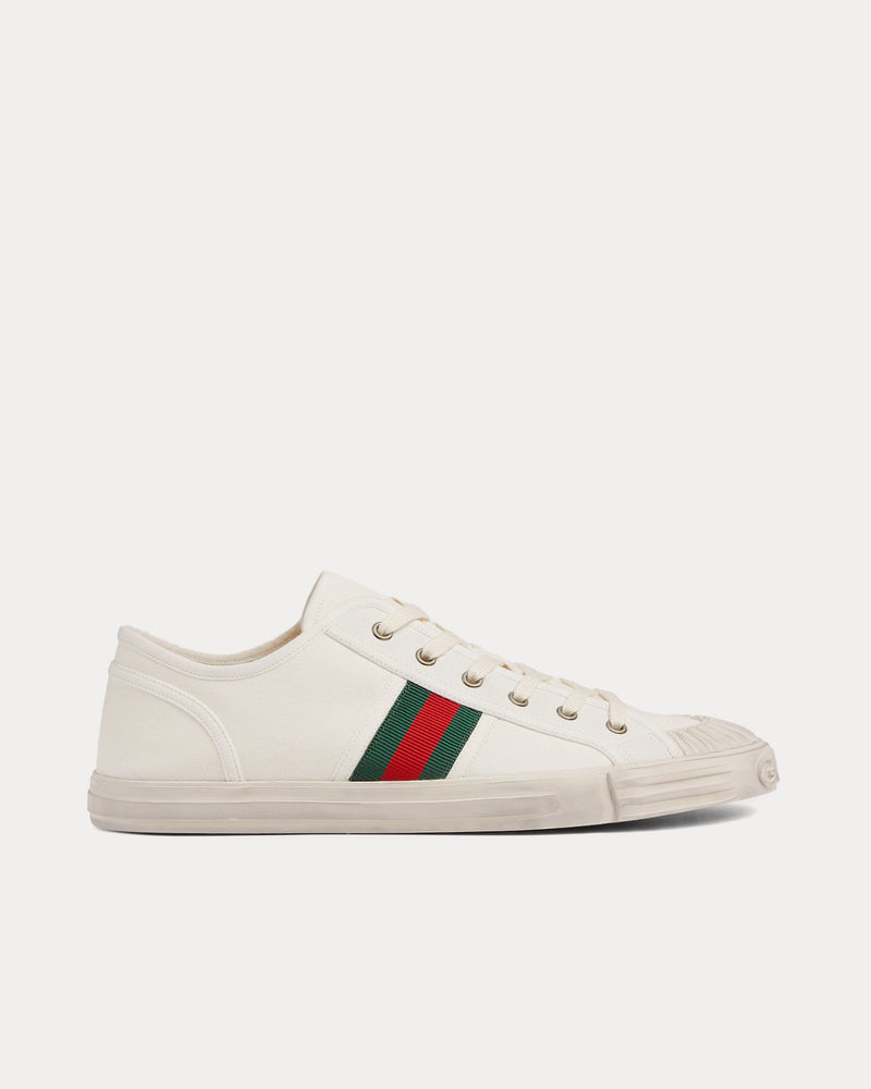 Gucci Sneaker with Web Cotton White Low Top Sneakers - 1