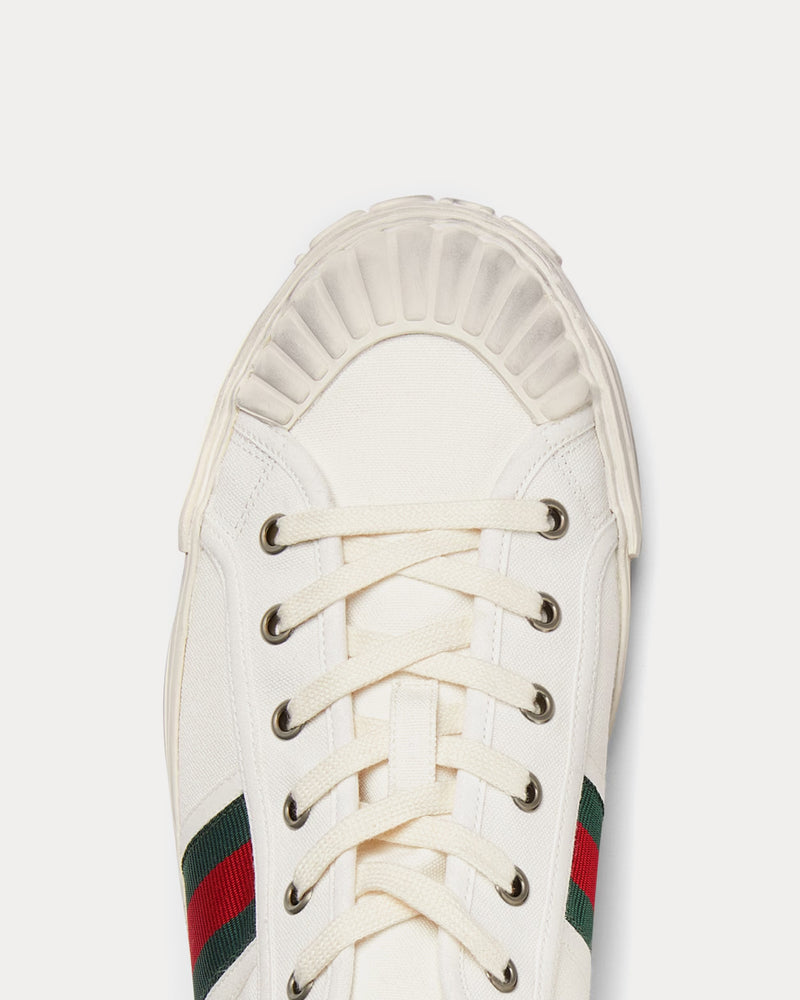 Gucci Sneaker with Web Cotton White Low Top Sneakers - 4