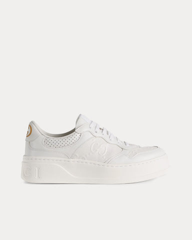 Gucci GG Platform with GG Embossed Leather White Low Top Sneakers