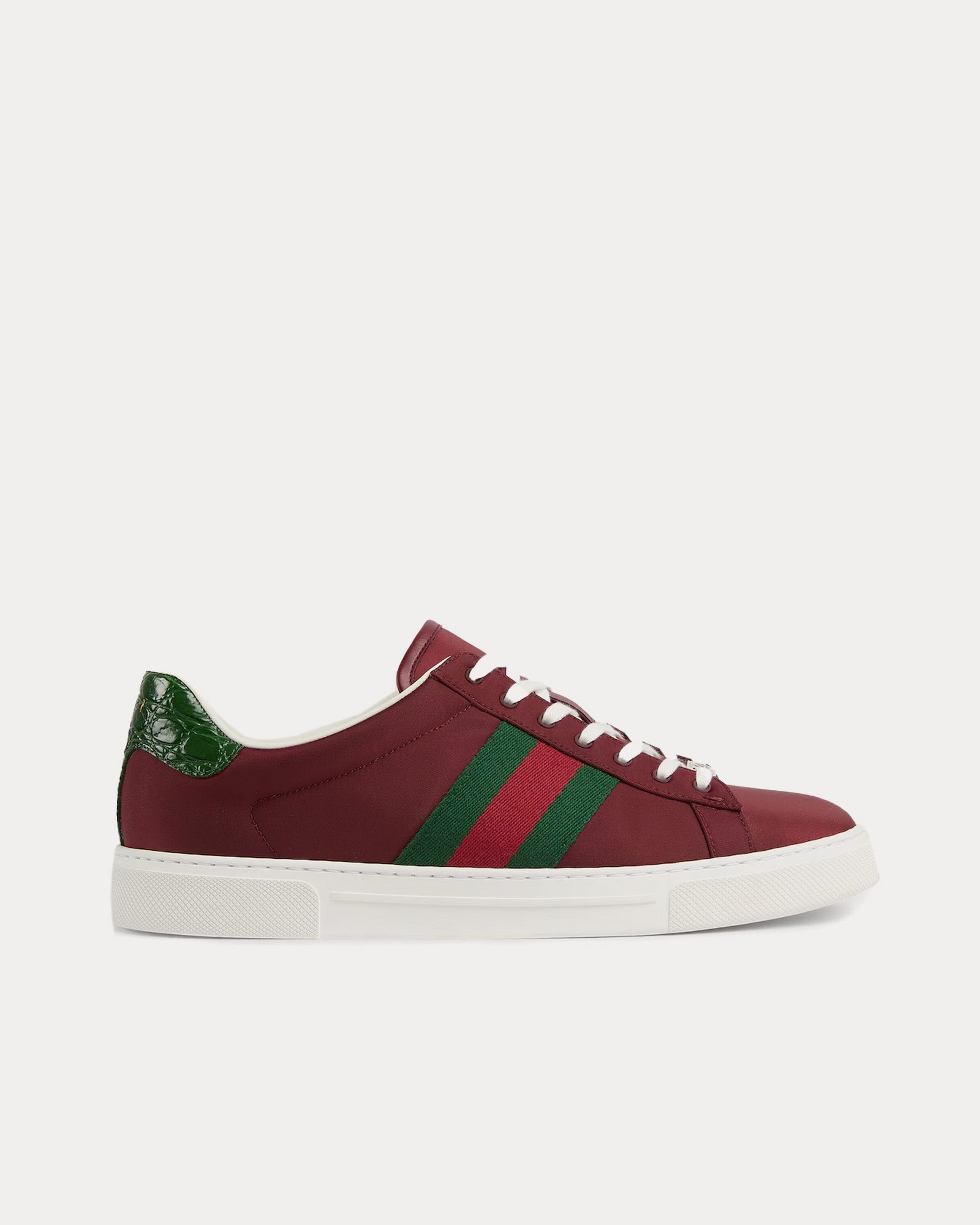 Gucci Ace with Web Nylon Rosso Ancora Red Low Top Sneakers - 1