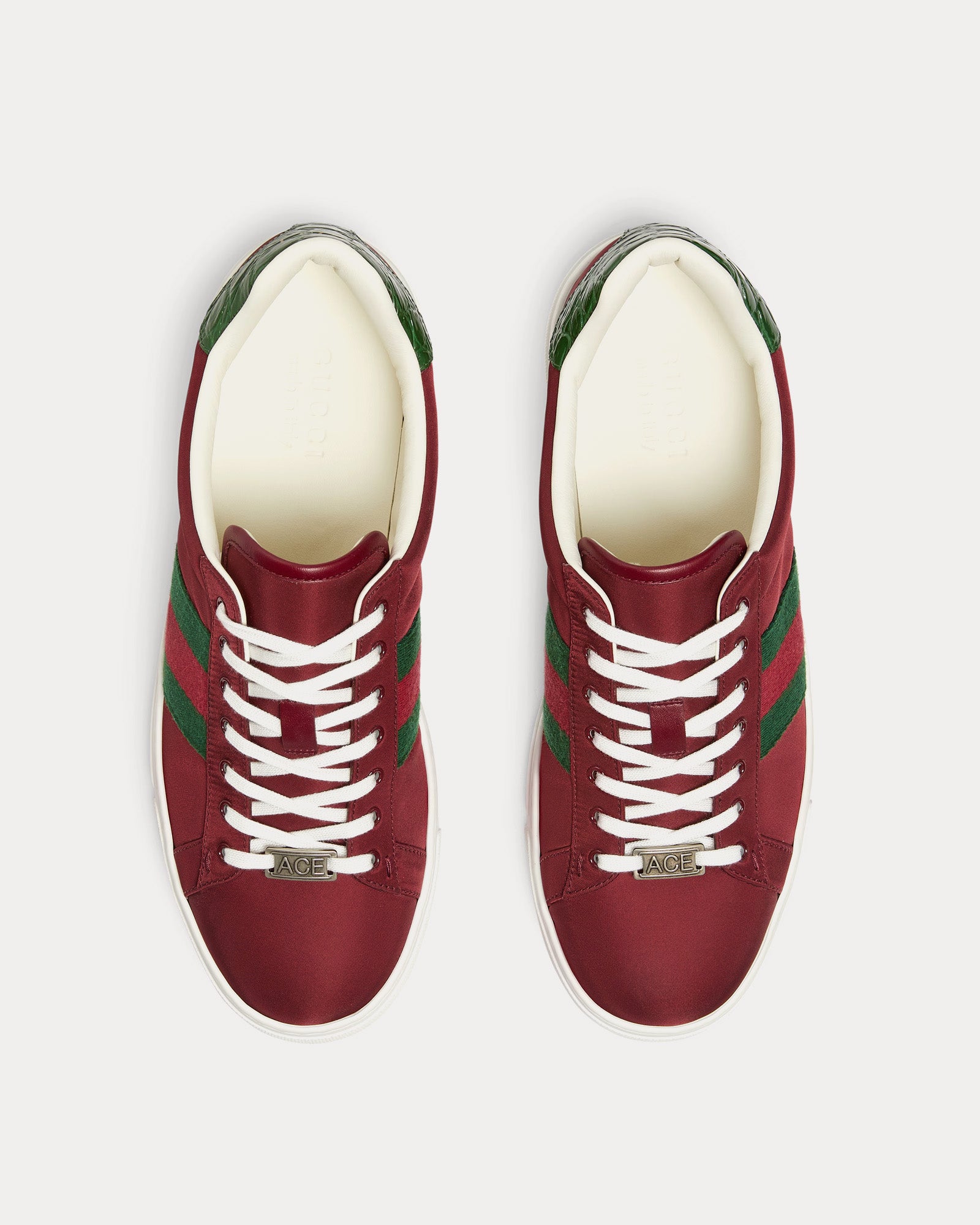 Gucci Ace with Web Nylon Rosso Ancora Red Low Top Sneakers - 2