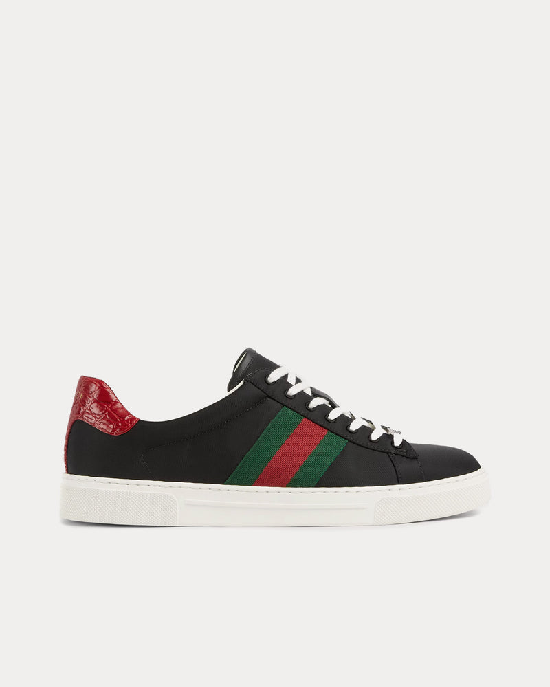 Gucci Ace with Web Nylon Black Low Top Sneakers - 1