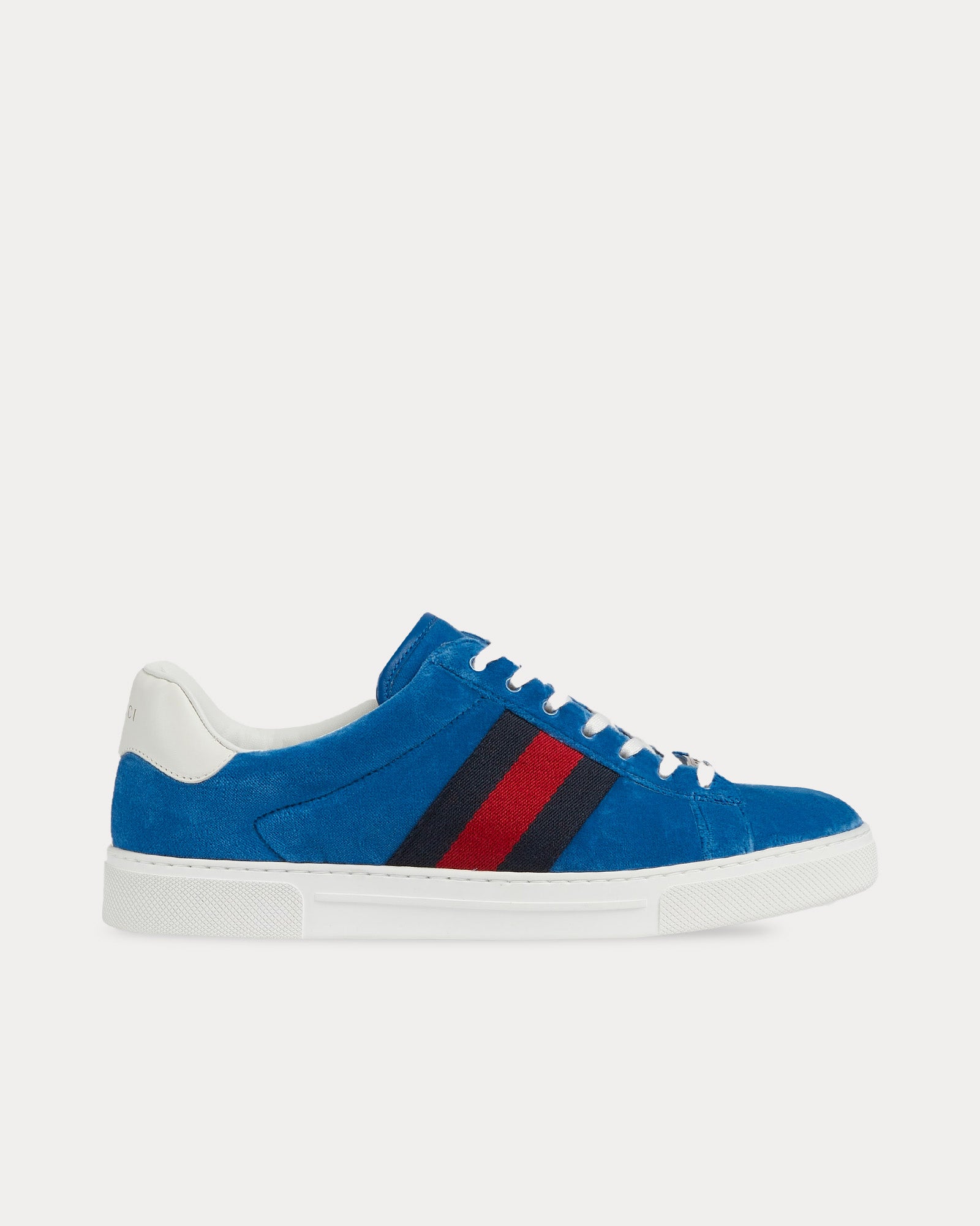 Gucci Ace with Web Velvet Blue Low Top Sneakers - 1