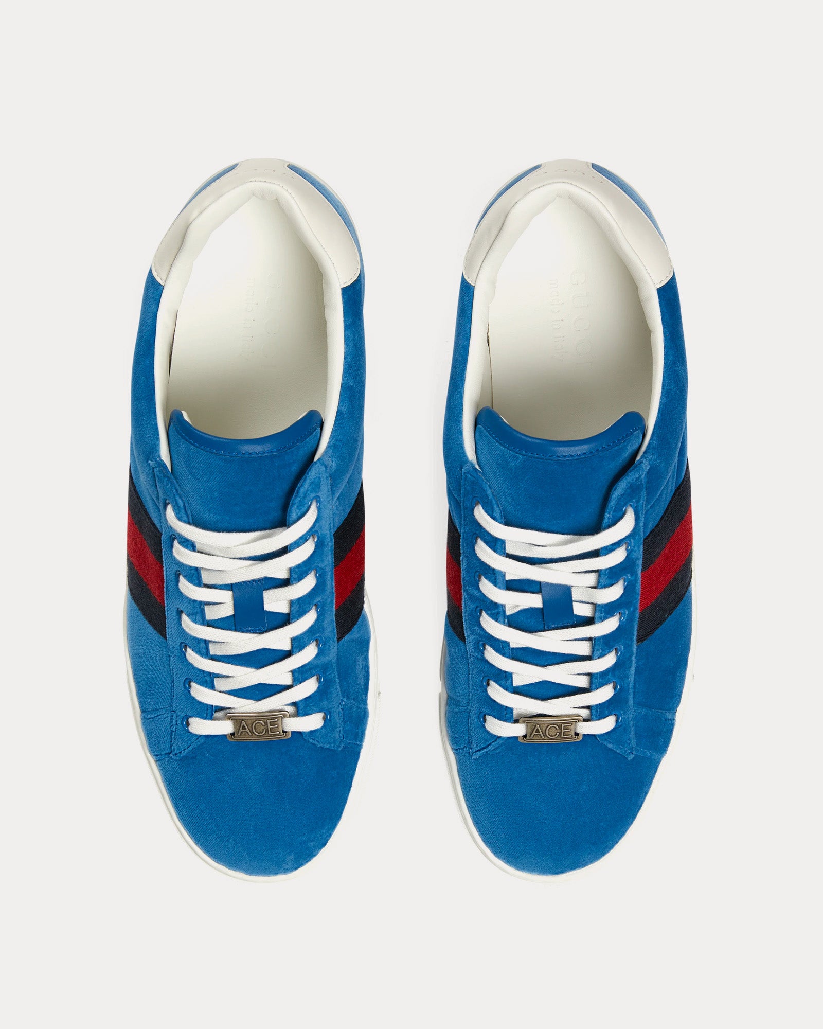 Gucci Ace with Web Velvet Blue Low Top Sneakers - 2