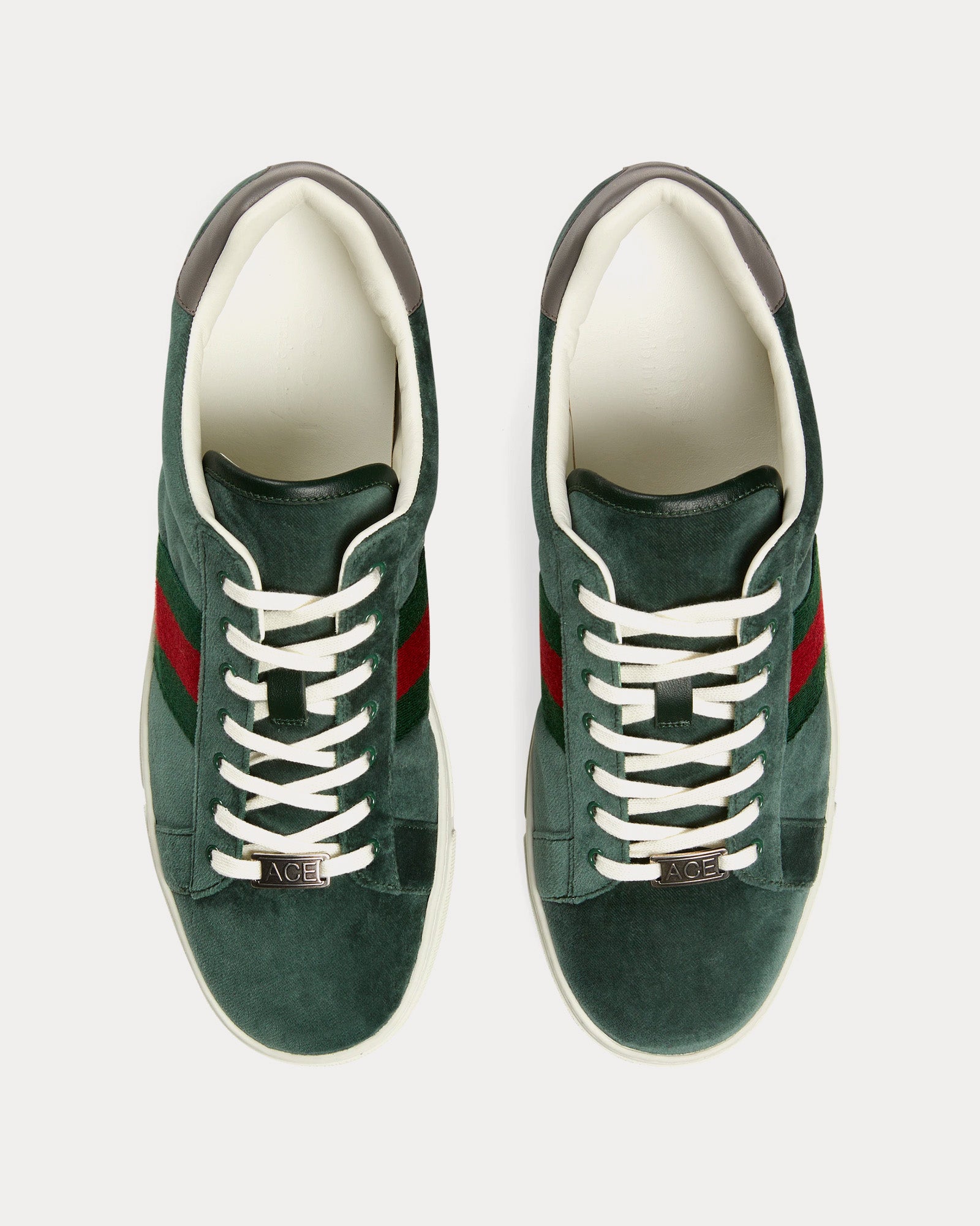 Gucci Ace with Web Velvet Green Low Top Sneakers - 2