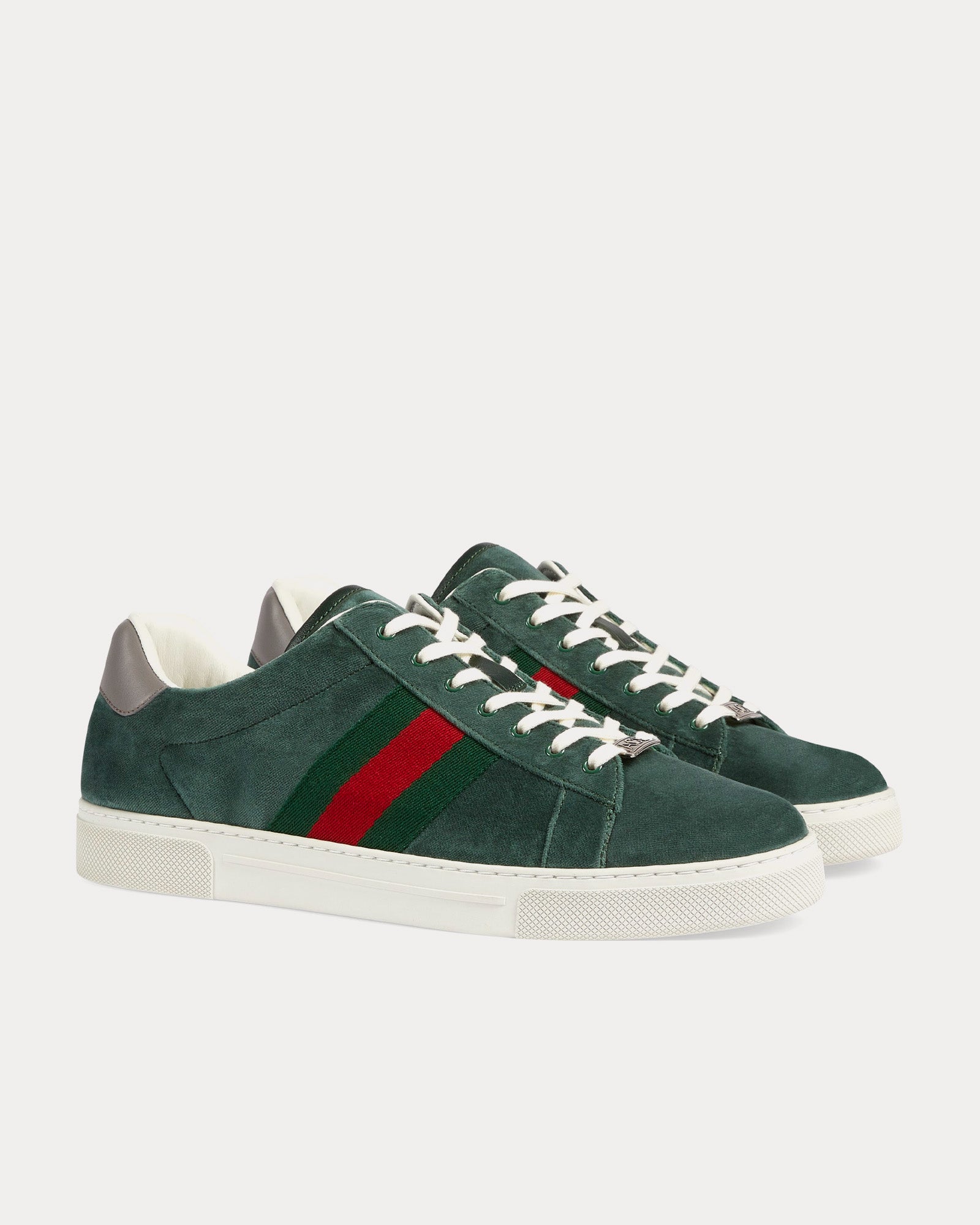 Gucci Ace with Web Velvet Green Low Top Sneakers - 3