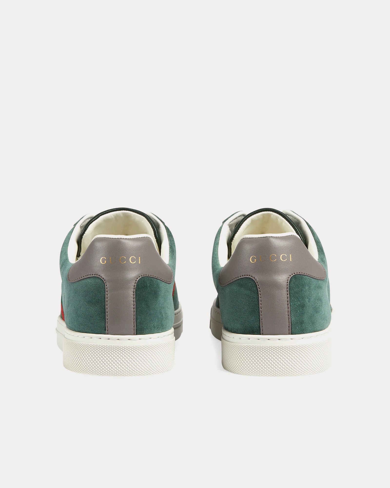 Gucci Ace with Web Velvet Green Low Top Sneakers - 4