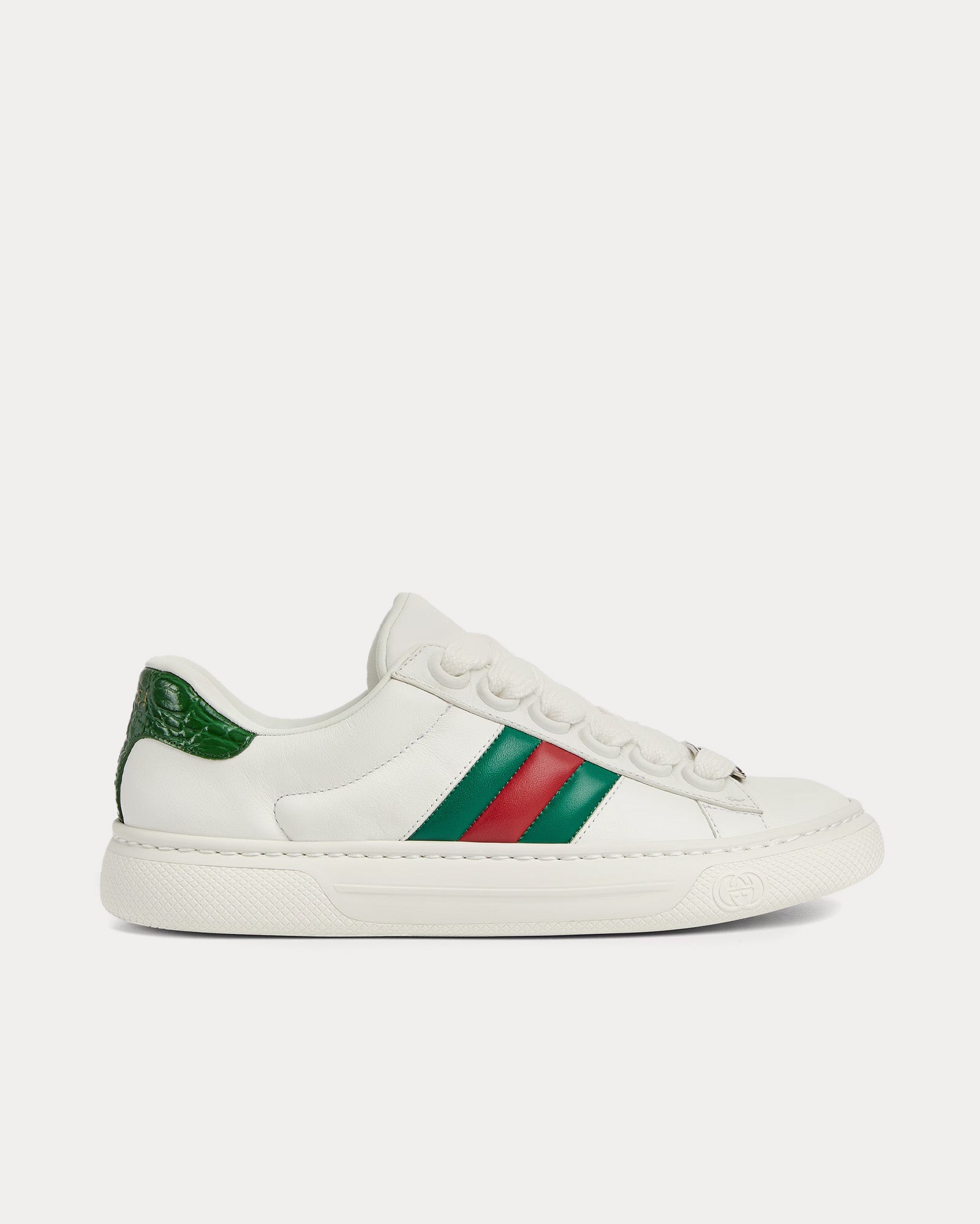 Gucci Screener with Web Leather Chunky White Low Top Sneakers - 1